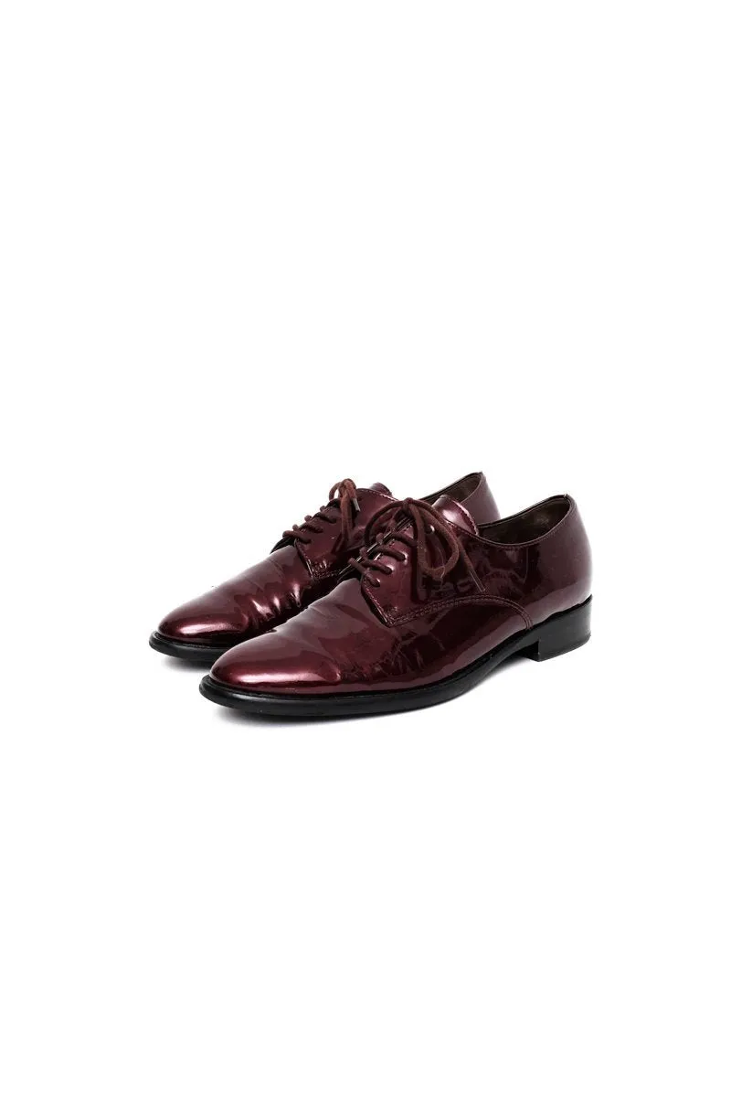 0560_BURGUNDY 36 36,5 PATENT LEATHER LACE-UP BROGUES