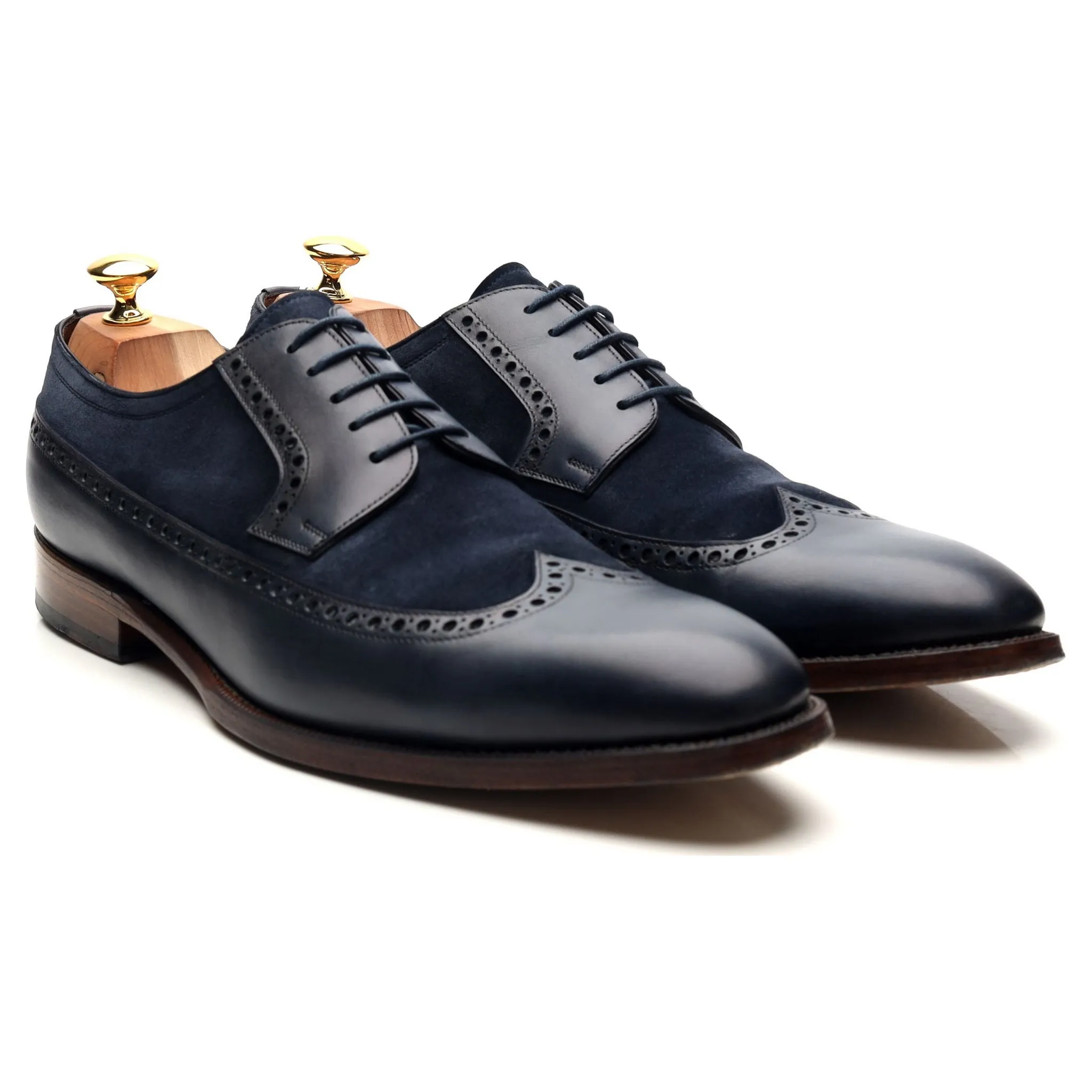 '082' Navy Blue Two Tone Leather Derby Brogues UK 10.5