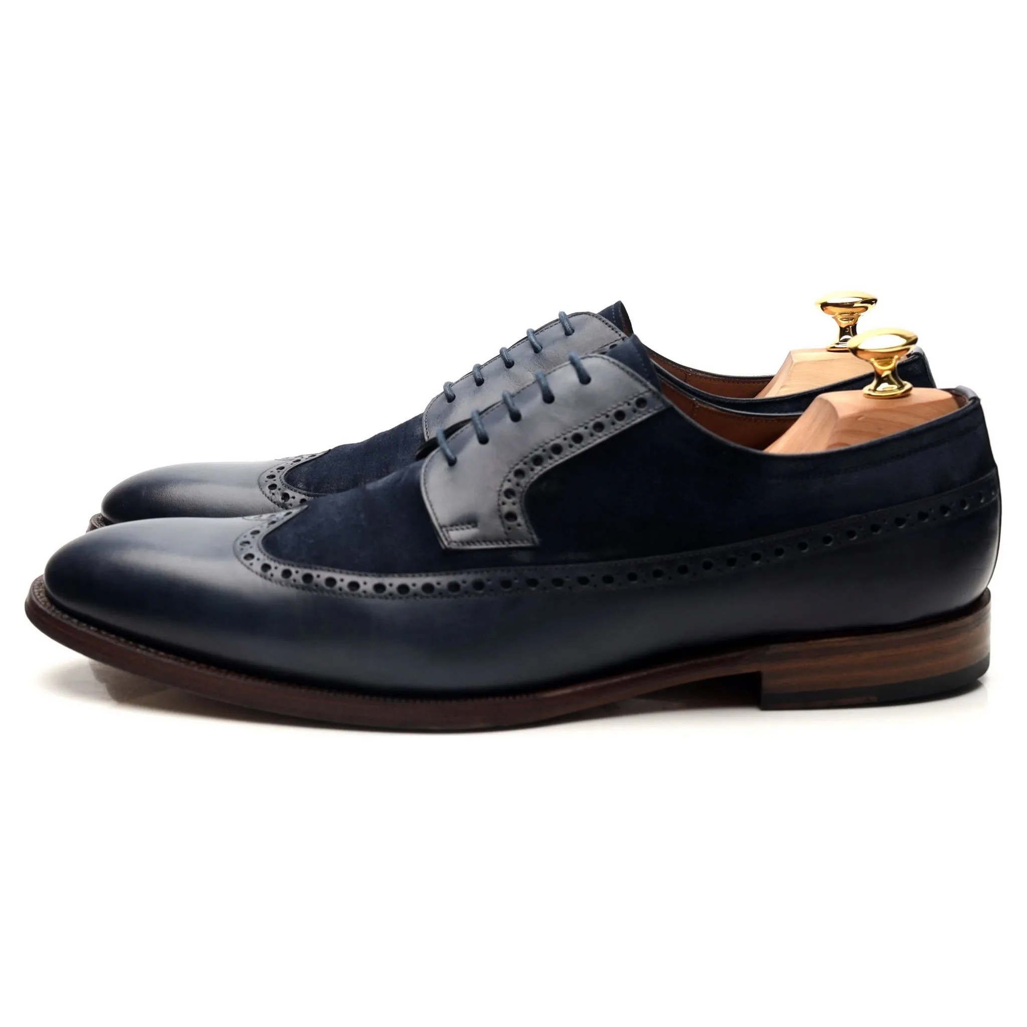 '082' Navy Blue Two Tone Leather Derby Brogues UK 10.5