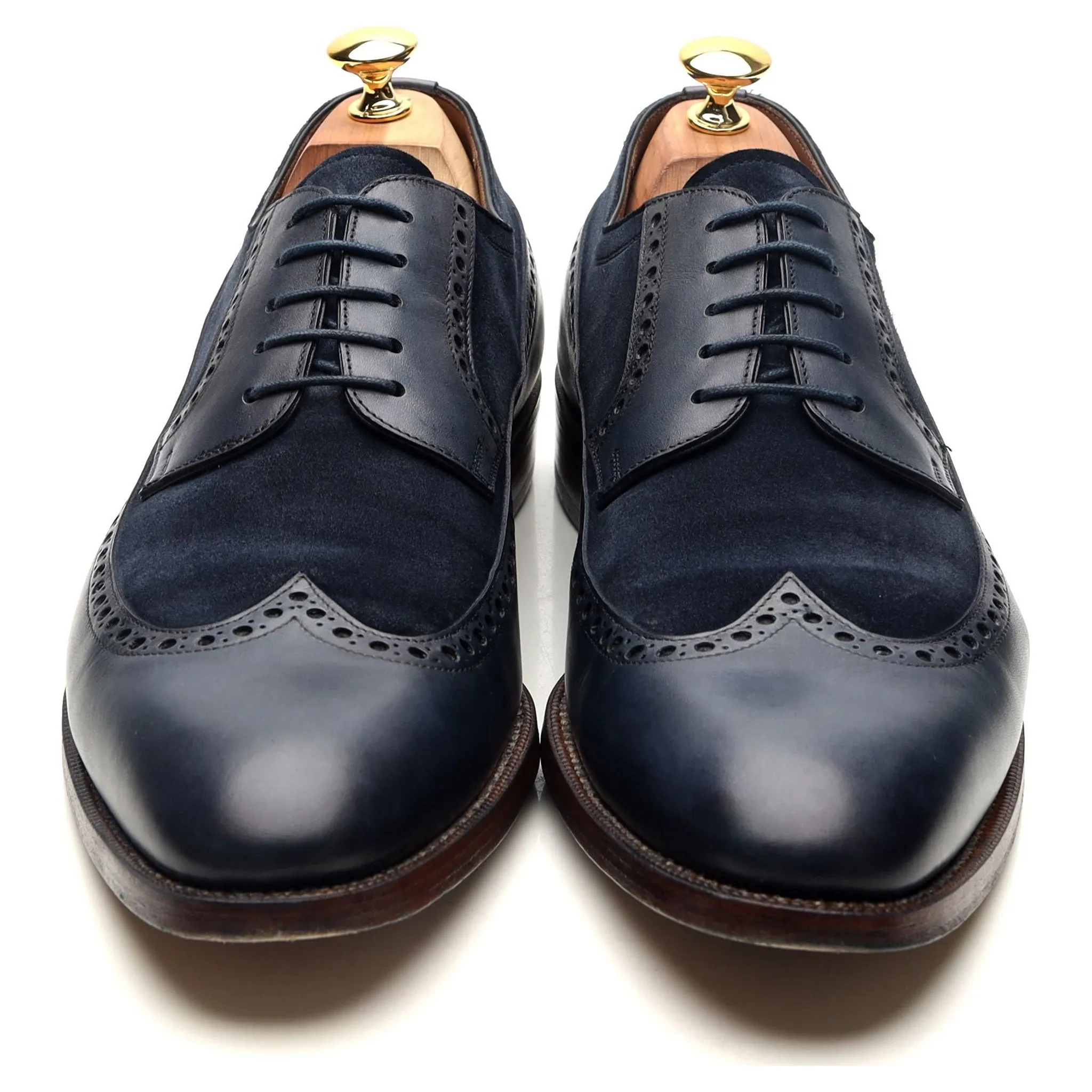 '082' Navy Blue Two Tone Leather Derby Brogues UK 10.5