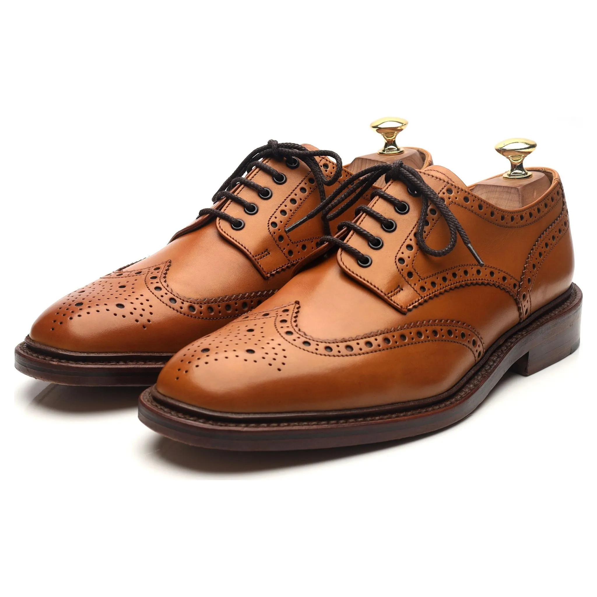 1880 'Chester 2' Tan Brown Leather Derby Brogues UK 8 F