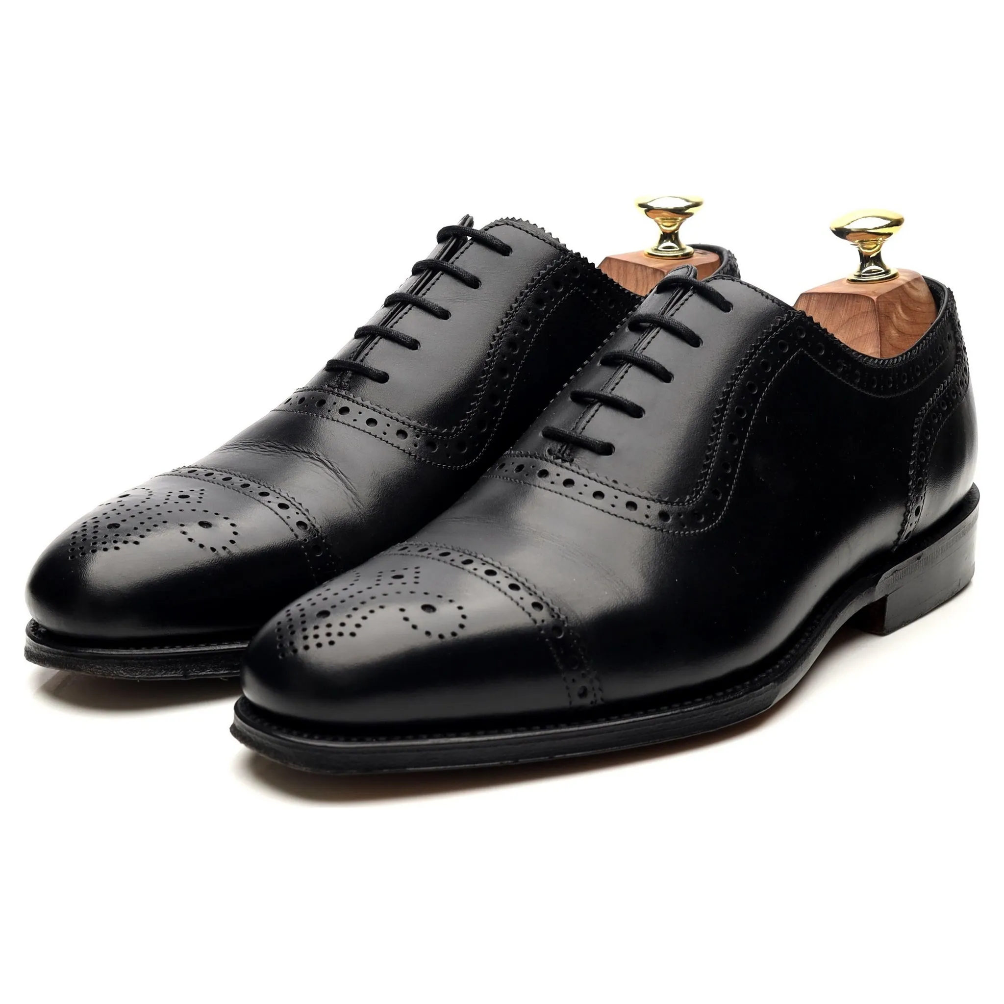 1880 'Strand' Black Leather Oxford Semi Brogues UK 7 F