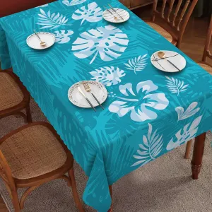 1pc Tropical Blue Hawaiian Holiday Table Cover - Vibrant Floral Pattern, Stain & Wrinkle Resistant, Anti-Slip, Fade-Proof Home Decor