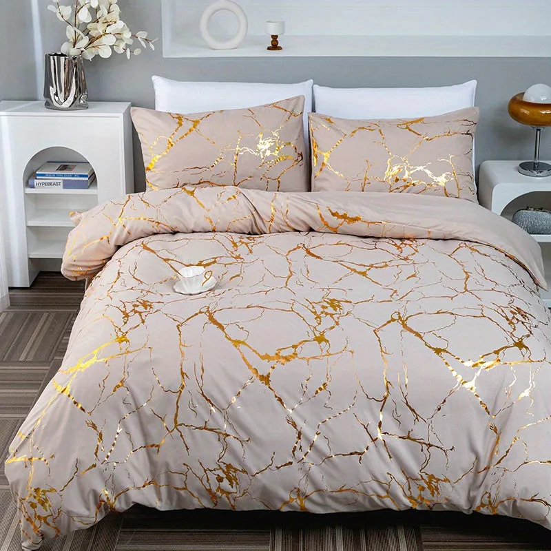 3-Piece Luxurious Bronzed Duvet Cover Set - Soft, Cozy & Hypoallergenic - Radiant Finish for Master & Guest Bedrooms - Includes 1 Duvet Cover and 2 Pillowcases (Comforter Not Included)