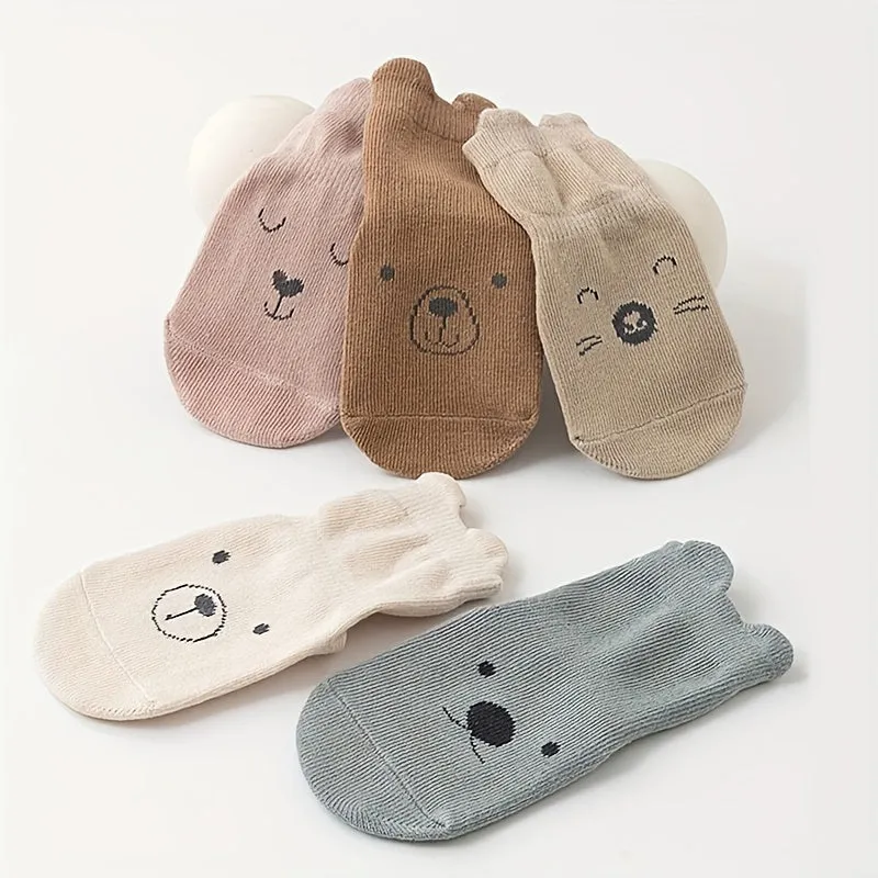 5 Pairs Baby Non-slip Floor Socks With Grips Anti-Slip Crew For Infants Toddlers Boys And Girls