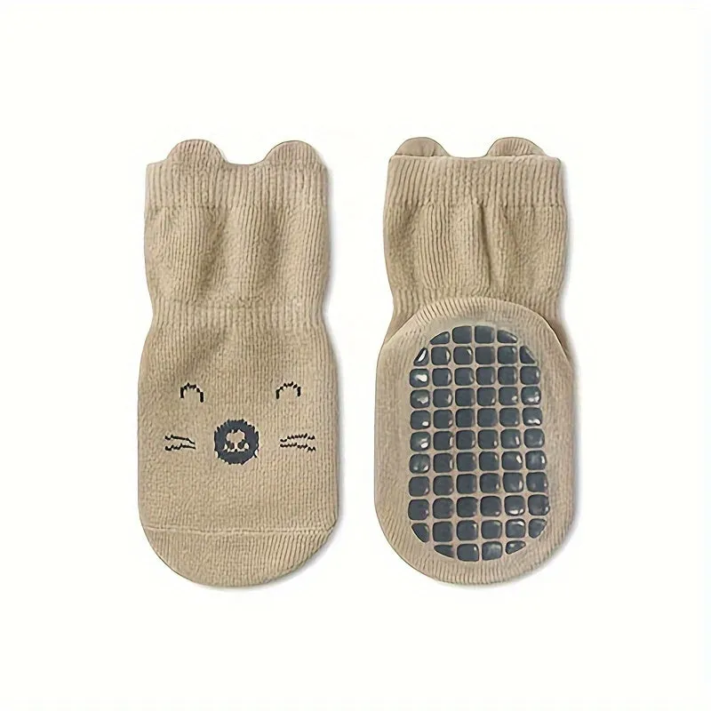 5 Pairs Baby Non-slip Floor Socks With Grips Anti-Slip Crew For Infants Toddlers Boys And Girls