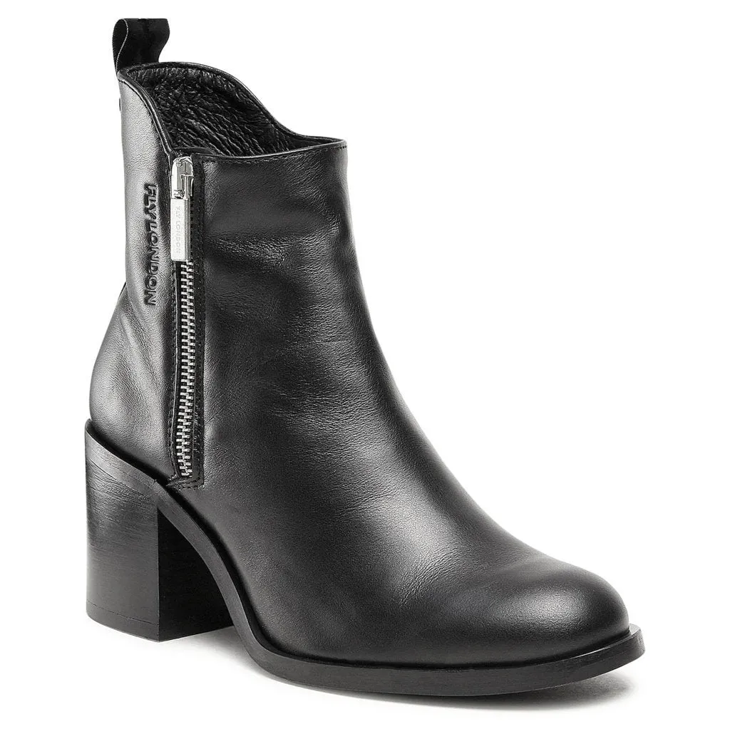 Ader912Fly Leather Zip Up Women's Block Heel Boots