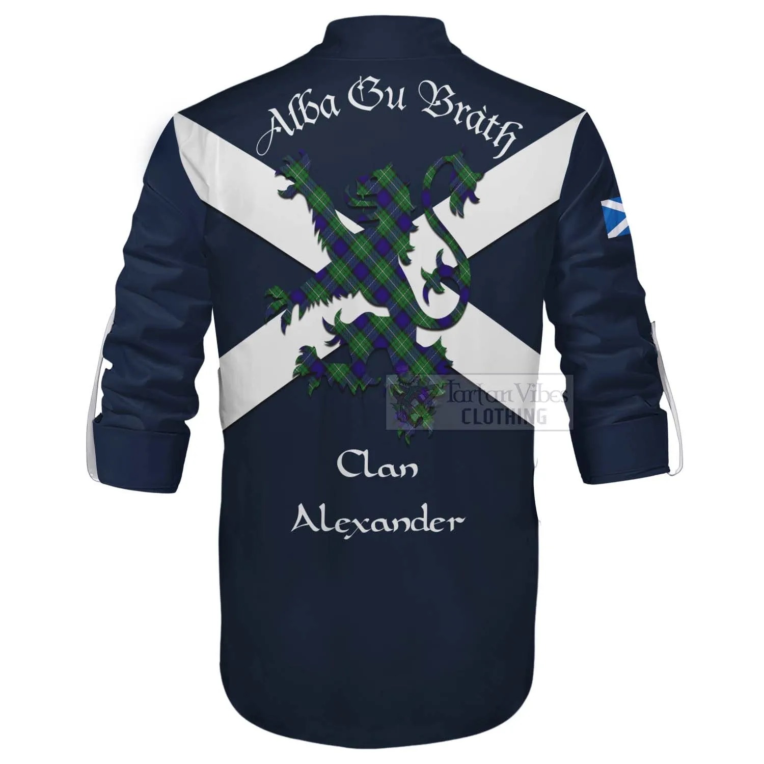 Alexander Tartan Lion Rampant Ghillie Kilt Shirt Proudly Display Your Heritage with Alba Gu Brath and Clan Name