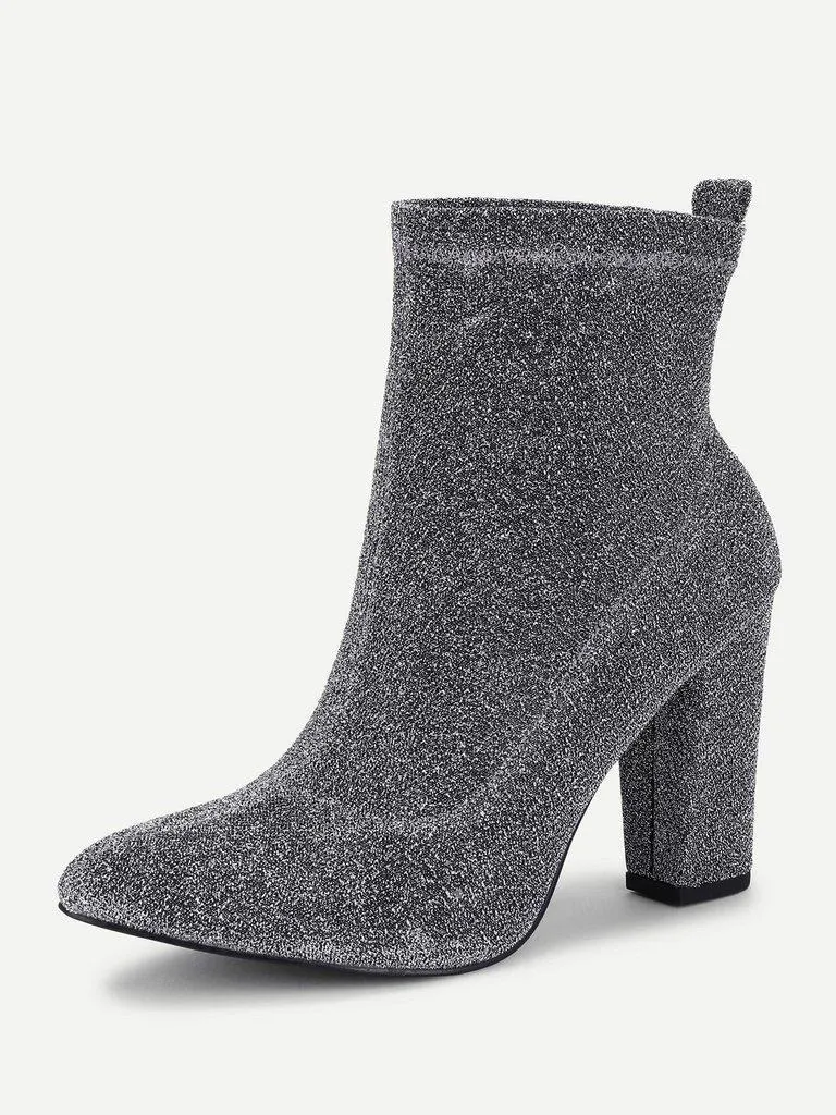 Almond Toe Block Heeled Ankle Boots