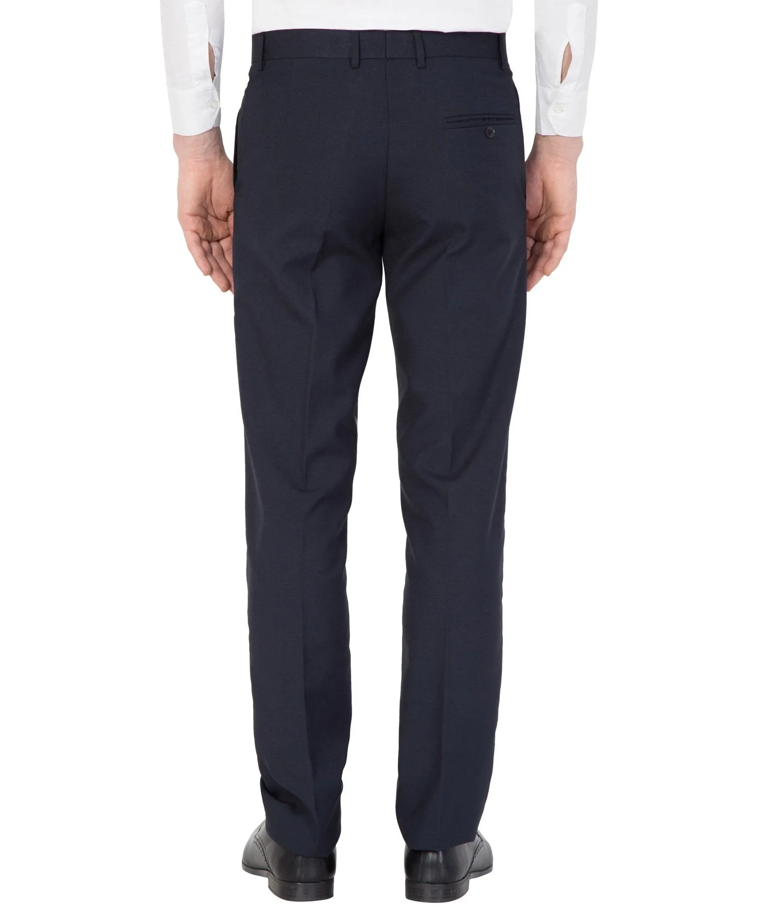 American-Elm Men Navy Cotton Rayon Slim Fit Formal Trouser