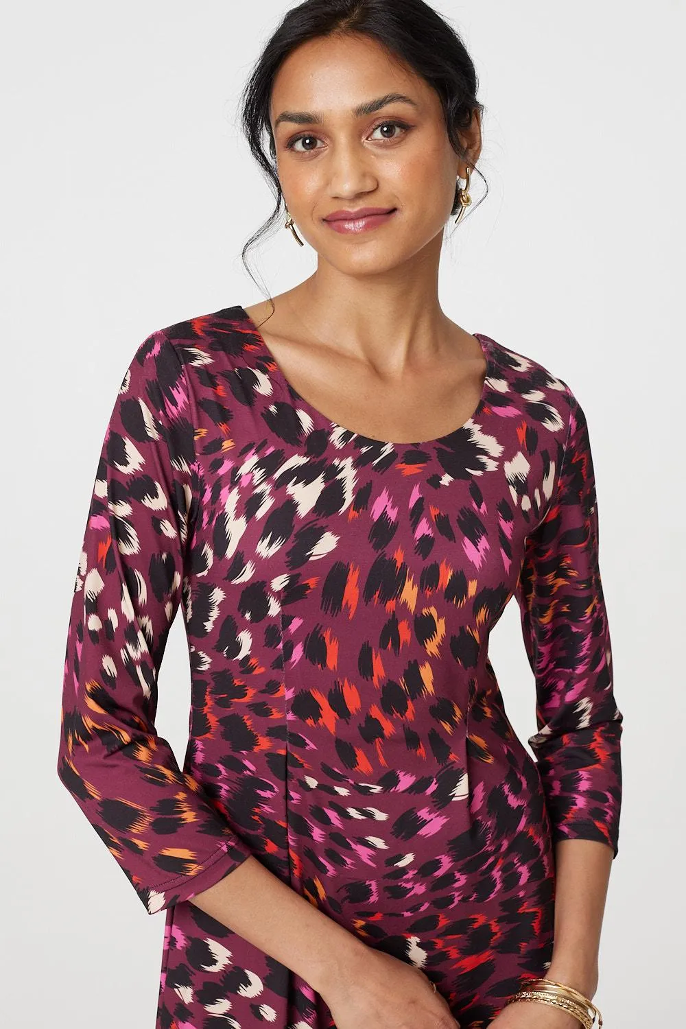 Animal Print Hanky Hem Jersey Dress