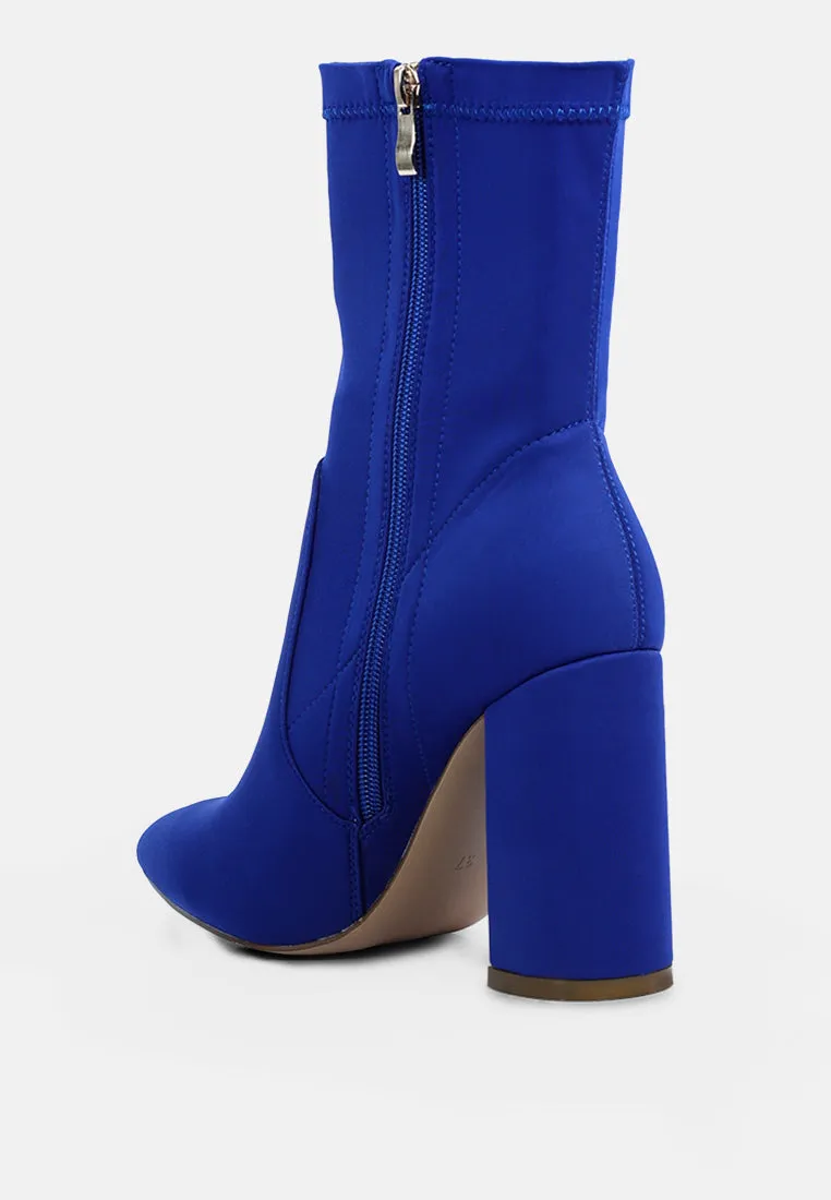 Ankle Lycra Block Heeled Boots