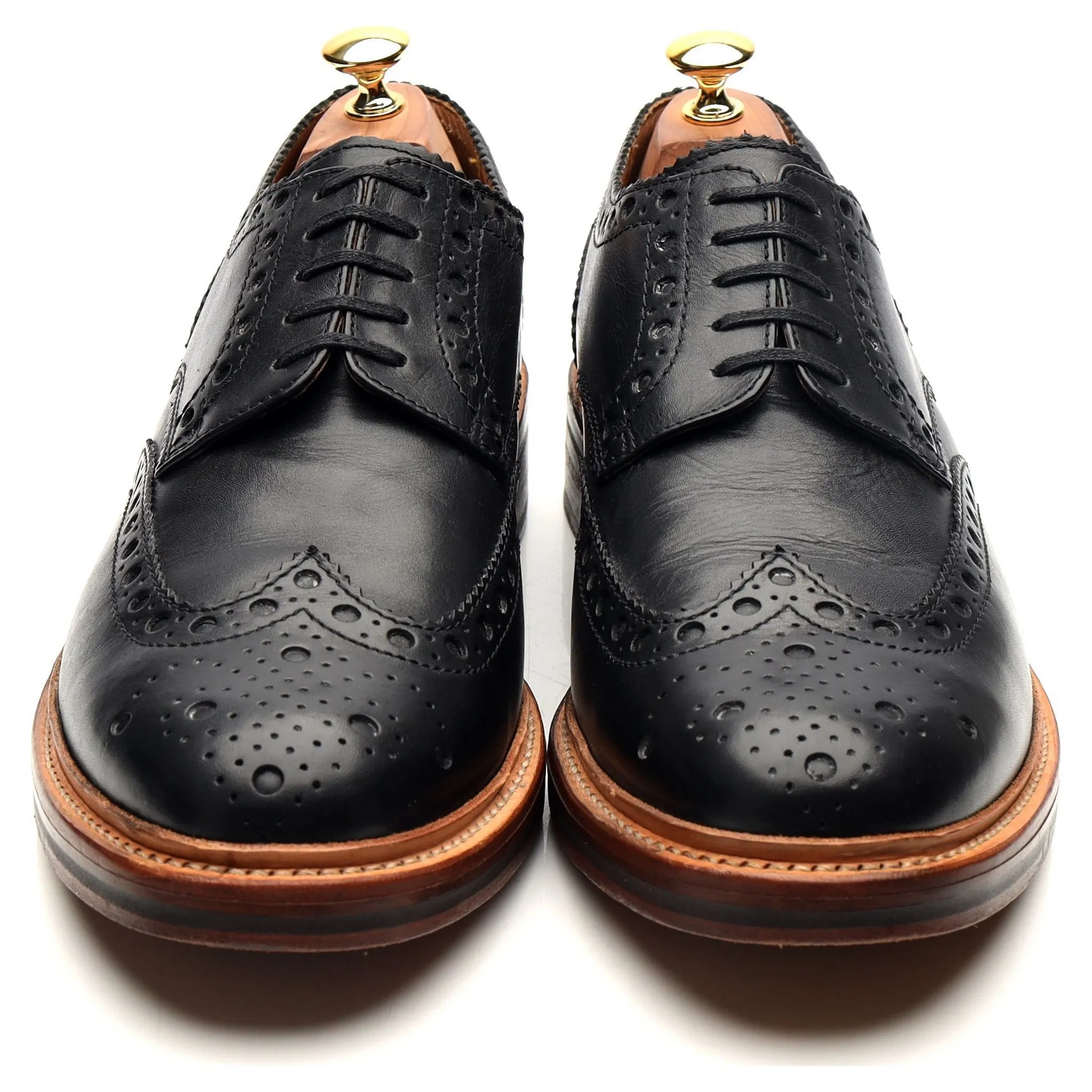 'Archie' Black Leather Derby Brogues UK 10.5 G