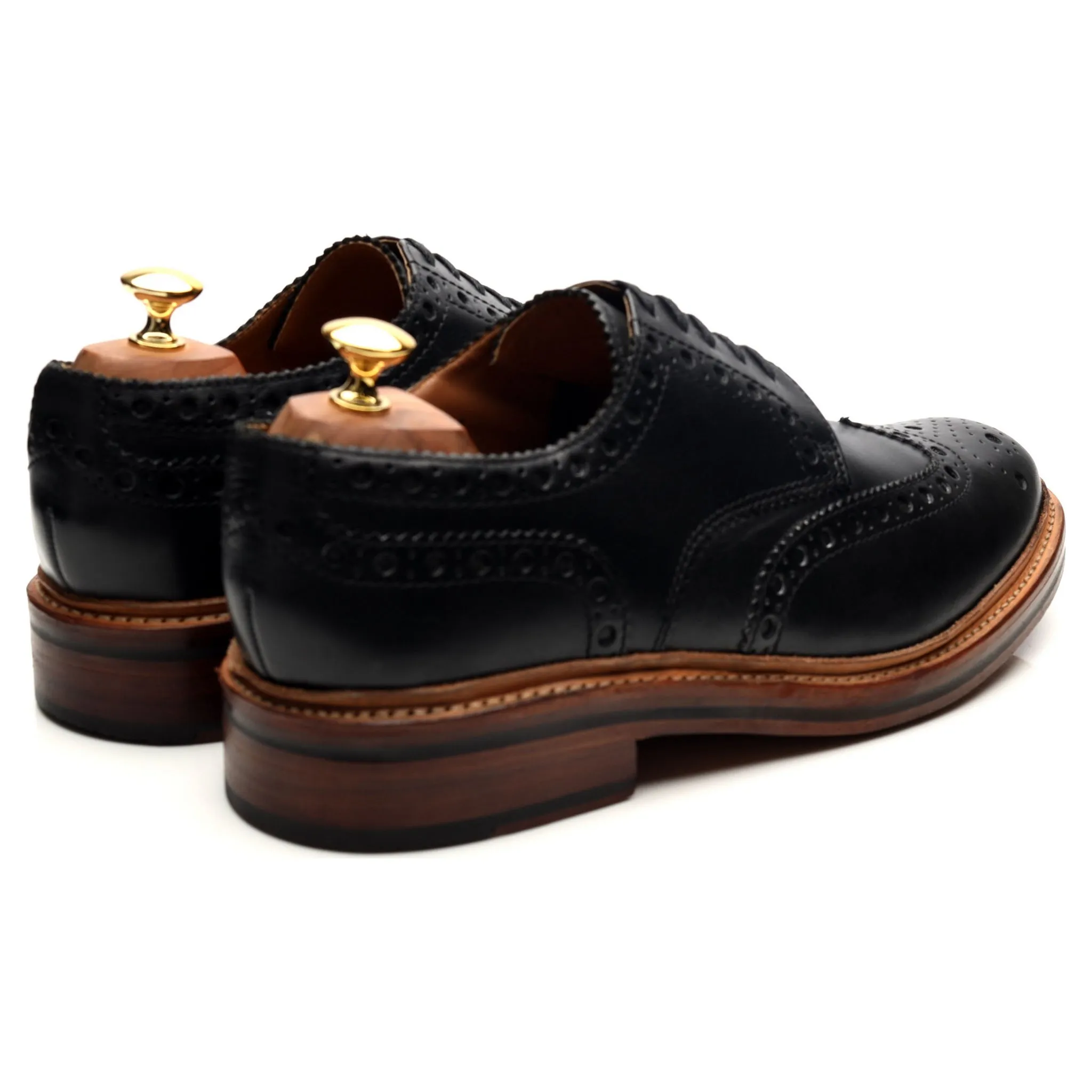 'Archie' Black Leather Derby Brogues UK 10.5 G