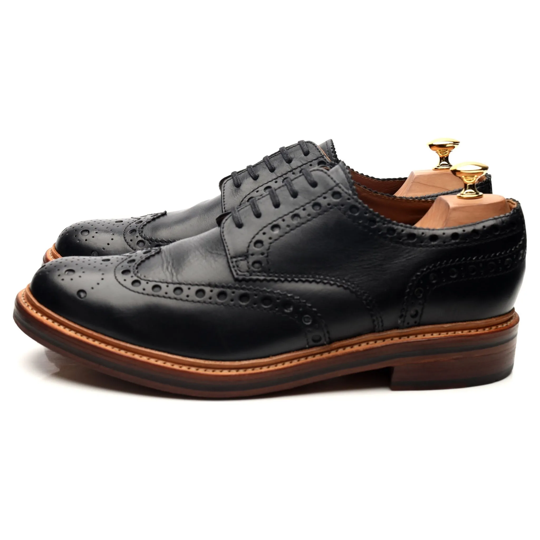 'Archie' Black Leather Derby Brogues UK 10.5 G