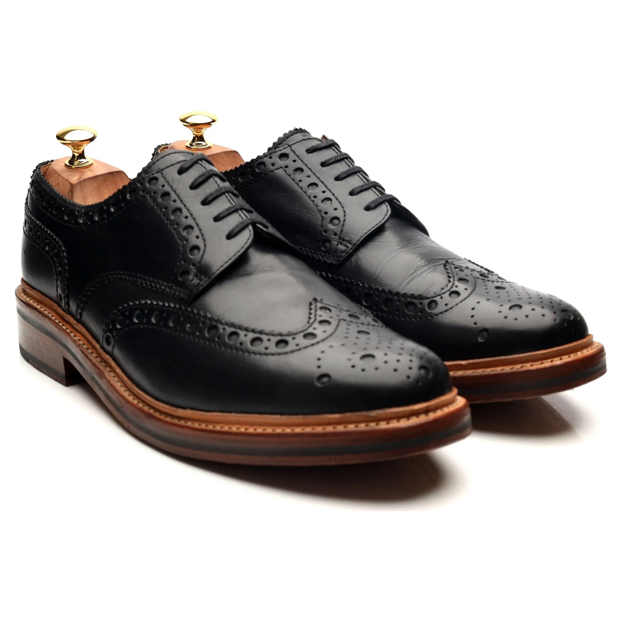 'Archie' Black Leather Derby Brogues UK 10.5 G