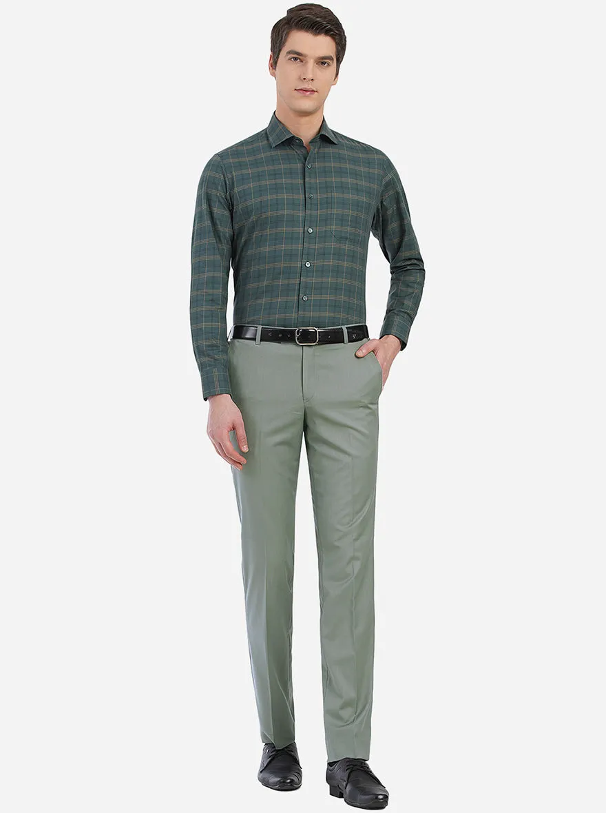 Army Green Solid Slim Fit Formal Trouser | Metal