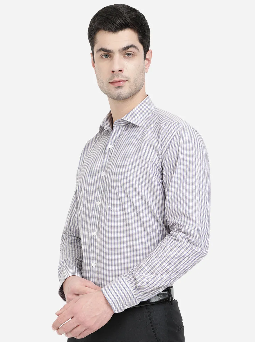 Ash Grey Checked Regular Fit Formal Shirt | JadeBlue