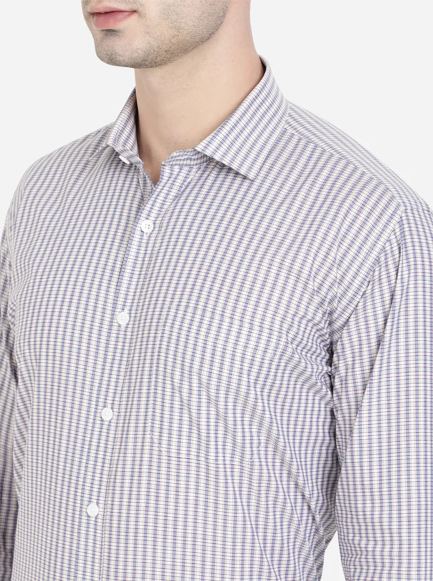 Ash Grey Checked Regular Fit Formal Shirt | JadeBlue