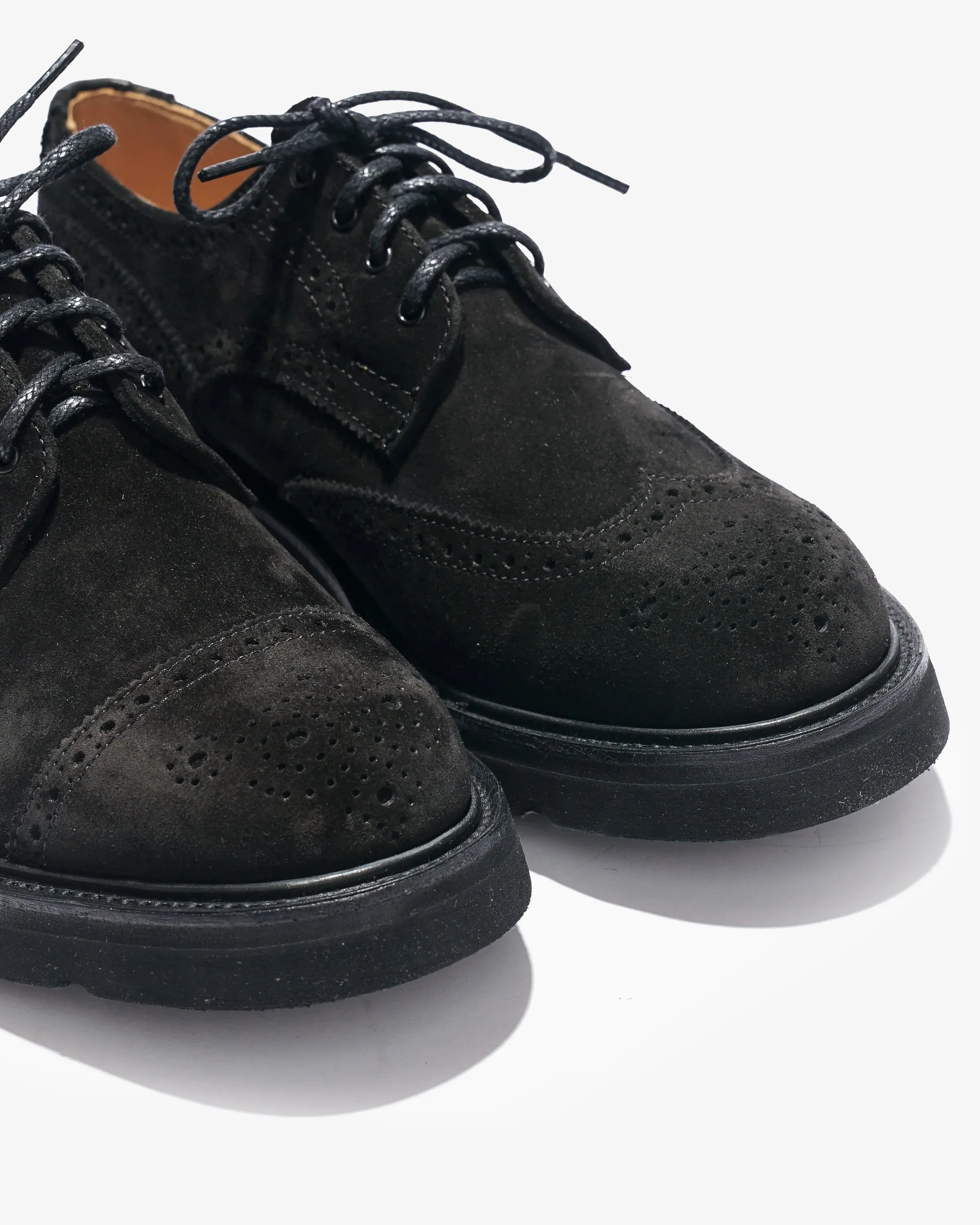 Asymmetric Gibson Brogues – Black Suede