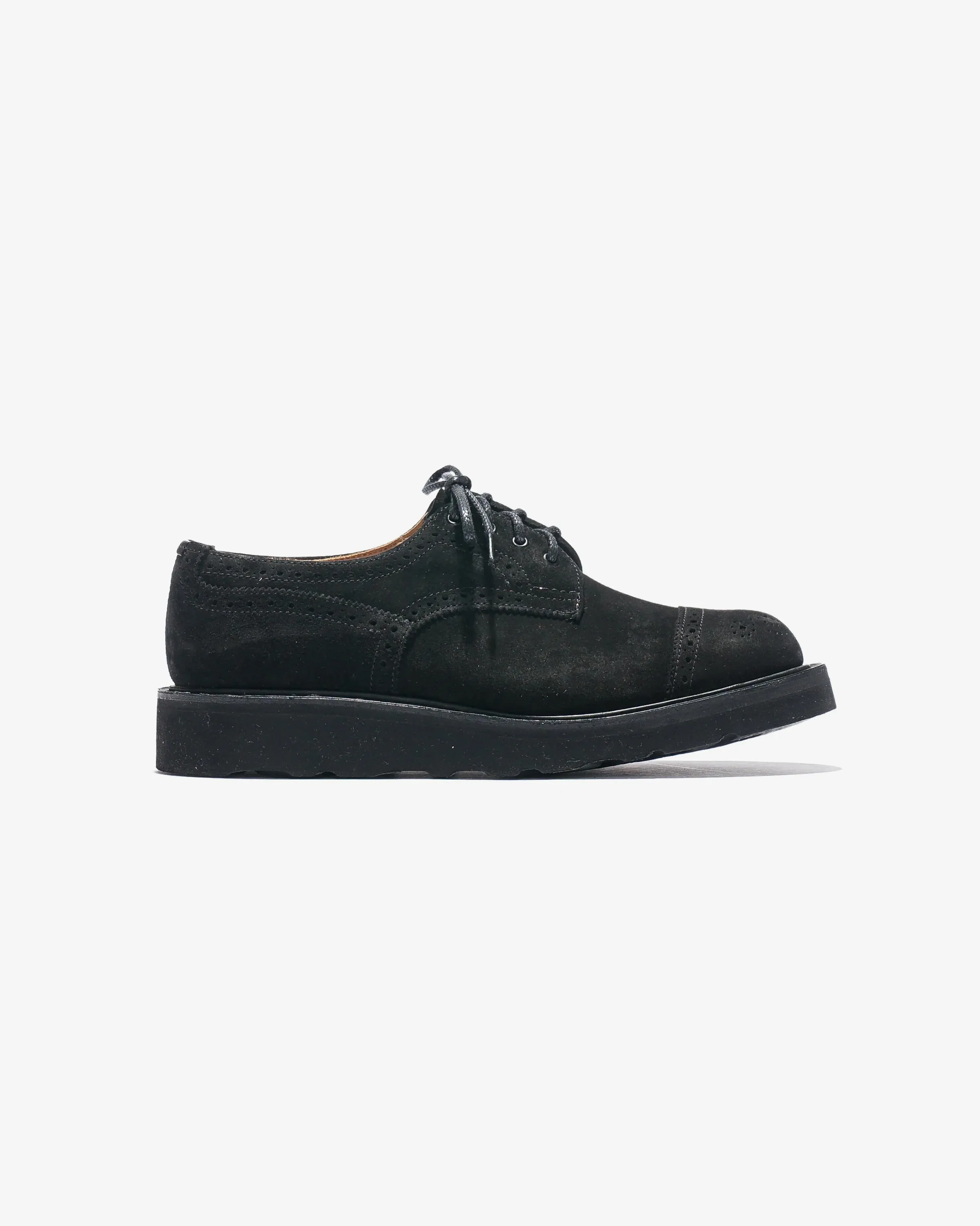 Asymmetric Gibson Brogues – Black Suede