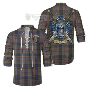 Balfour Tartan Ghillie Kilt Shirt with Family Crest Celtic Skull Style