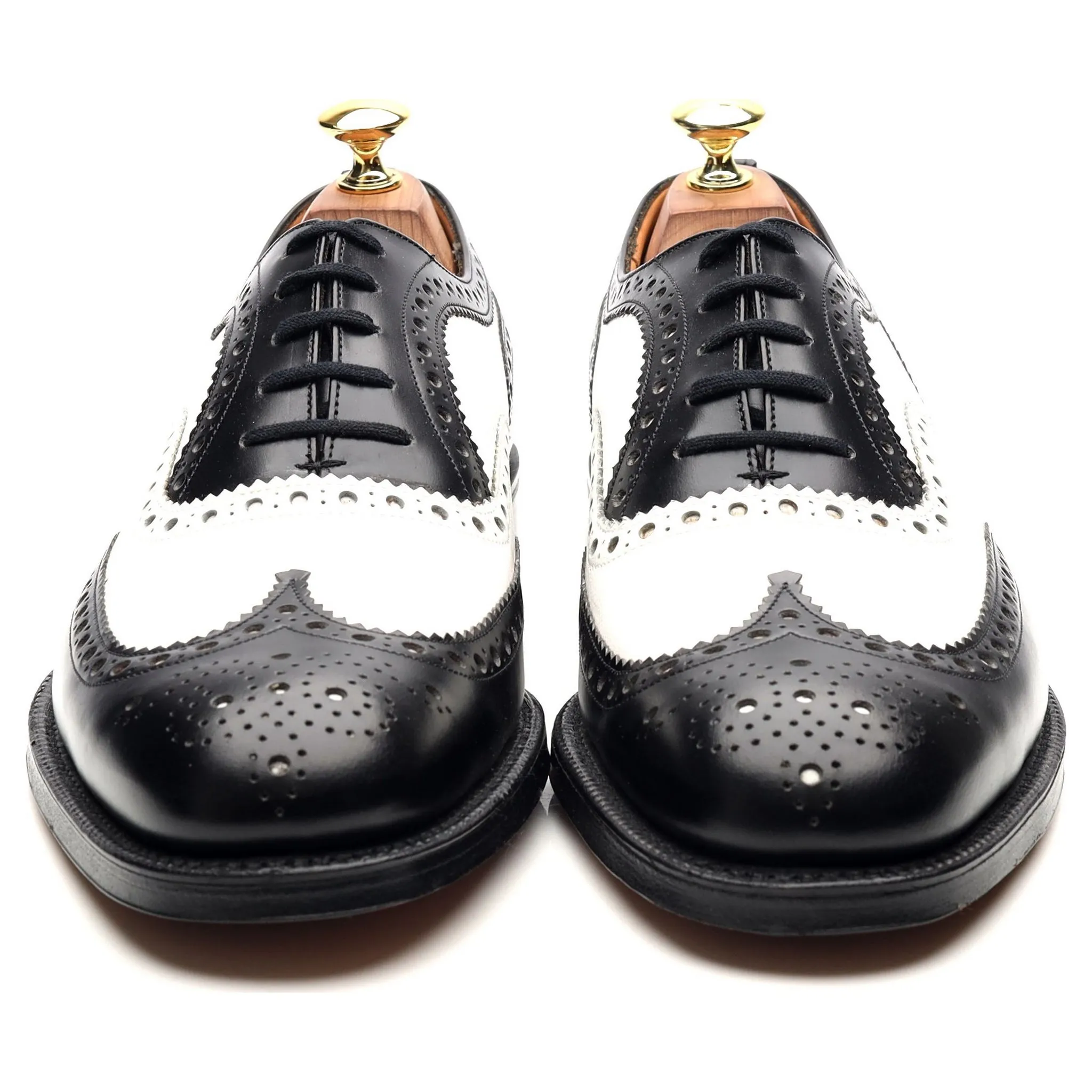 'Barlow' Black White Leather Spectator Brogues UK 8 G