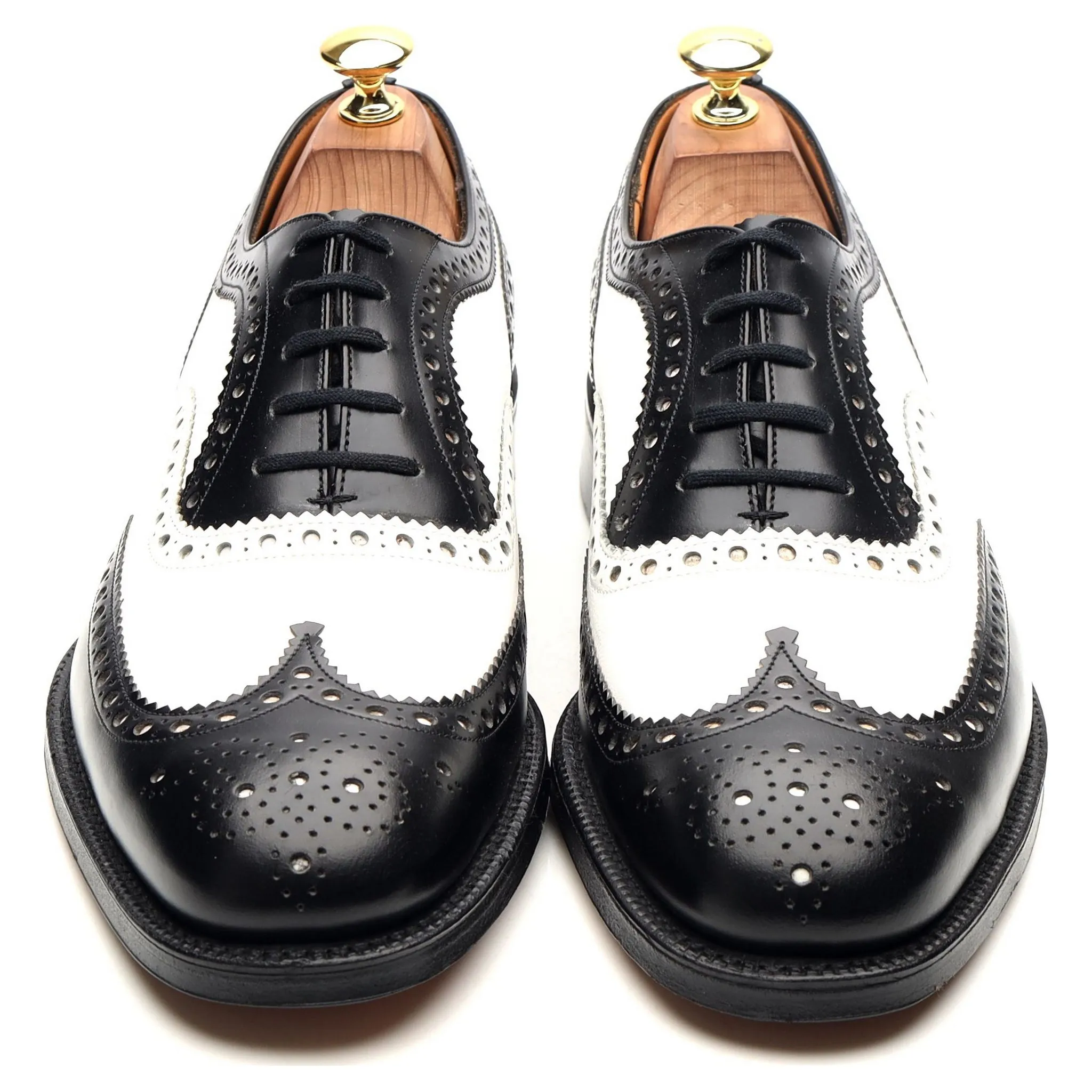 'Barlow' Black White Leather Spectator Brogues UK 8 G