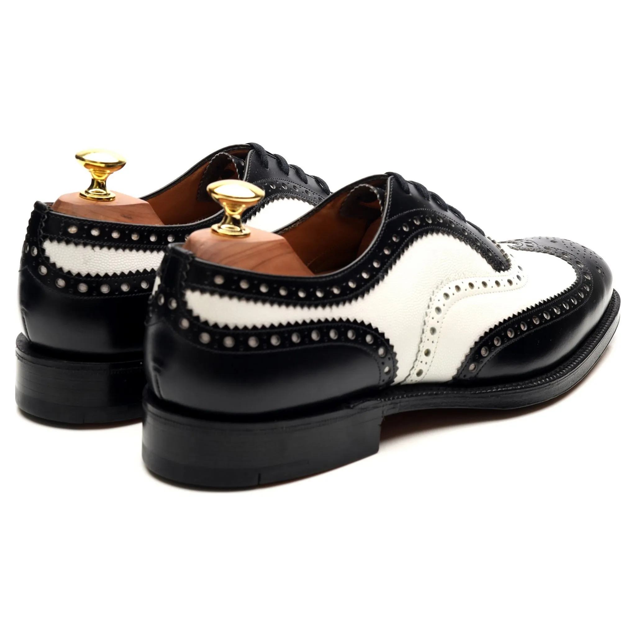 'Barlow' Black White Leather Spectator Brogues UK 8 G