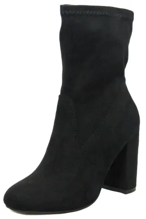 Betani Women's Mid Calf Pull On Inside Zipper Stacked Chunky Heel Closed Toe Boot