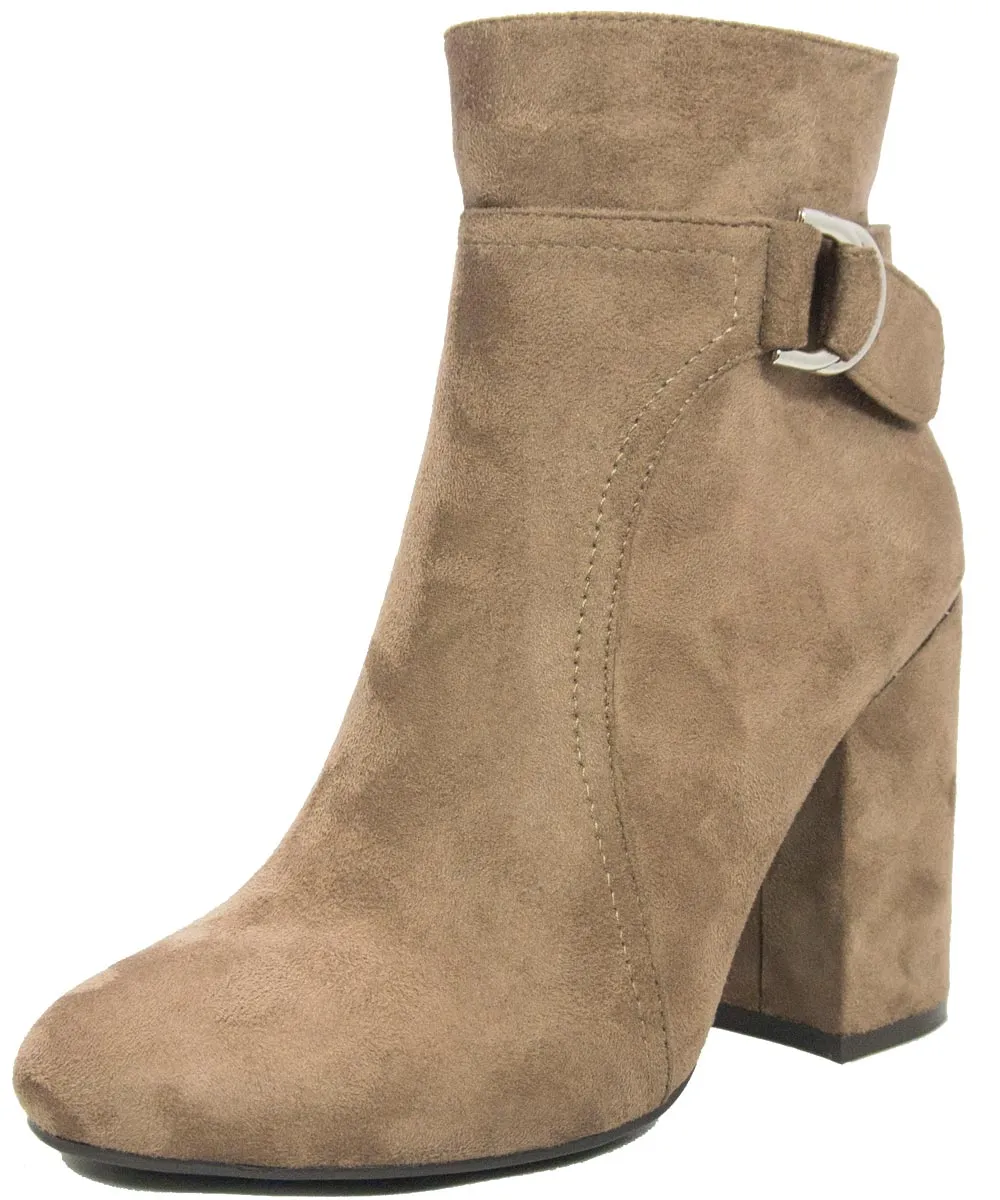 Betani Women's Stacked Block Chunky Heel Closed Toe Ankle Bootie