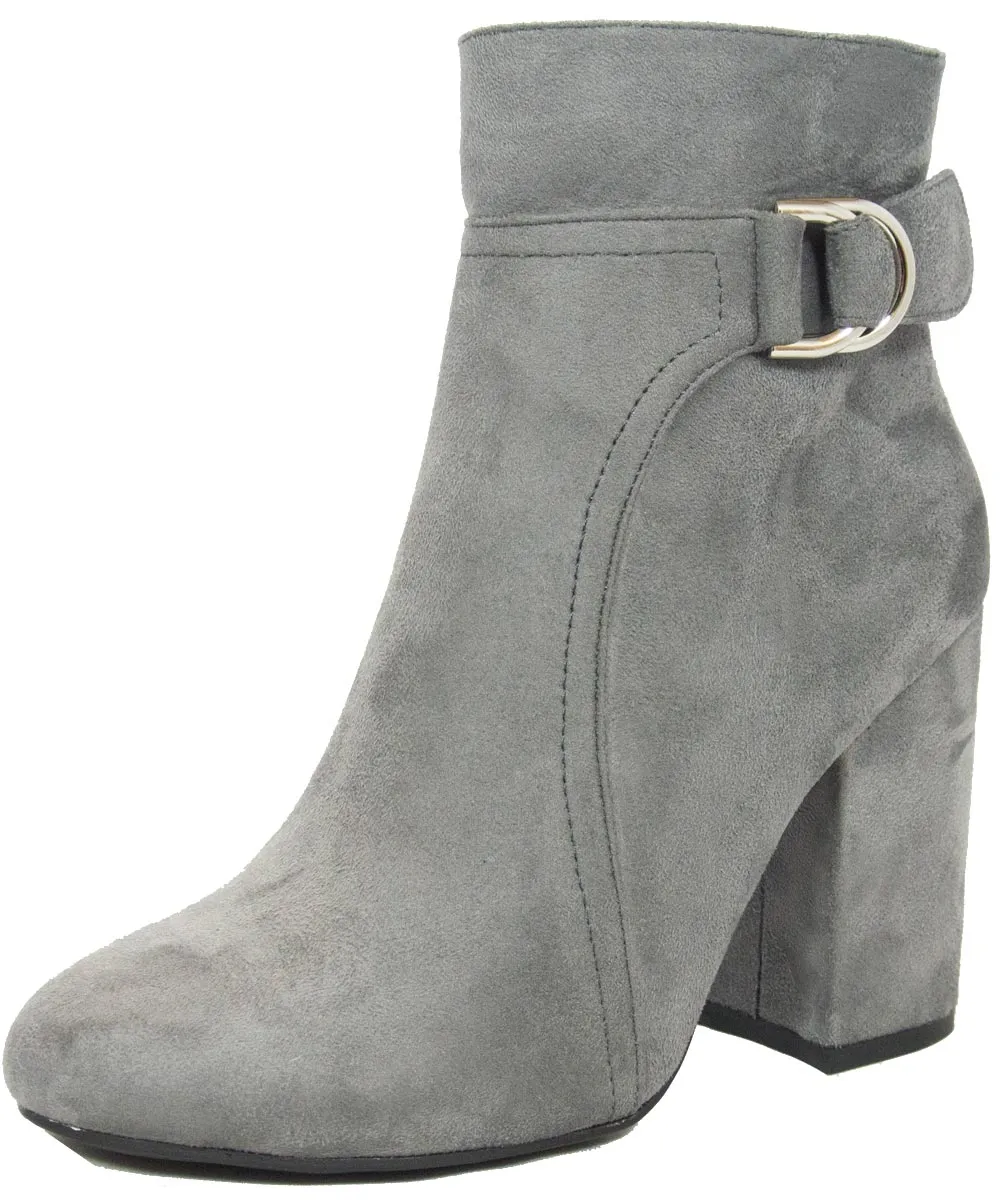 Betani Women's Stacked Block Chunky Heel Closed Toe Ankle Bootie