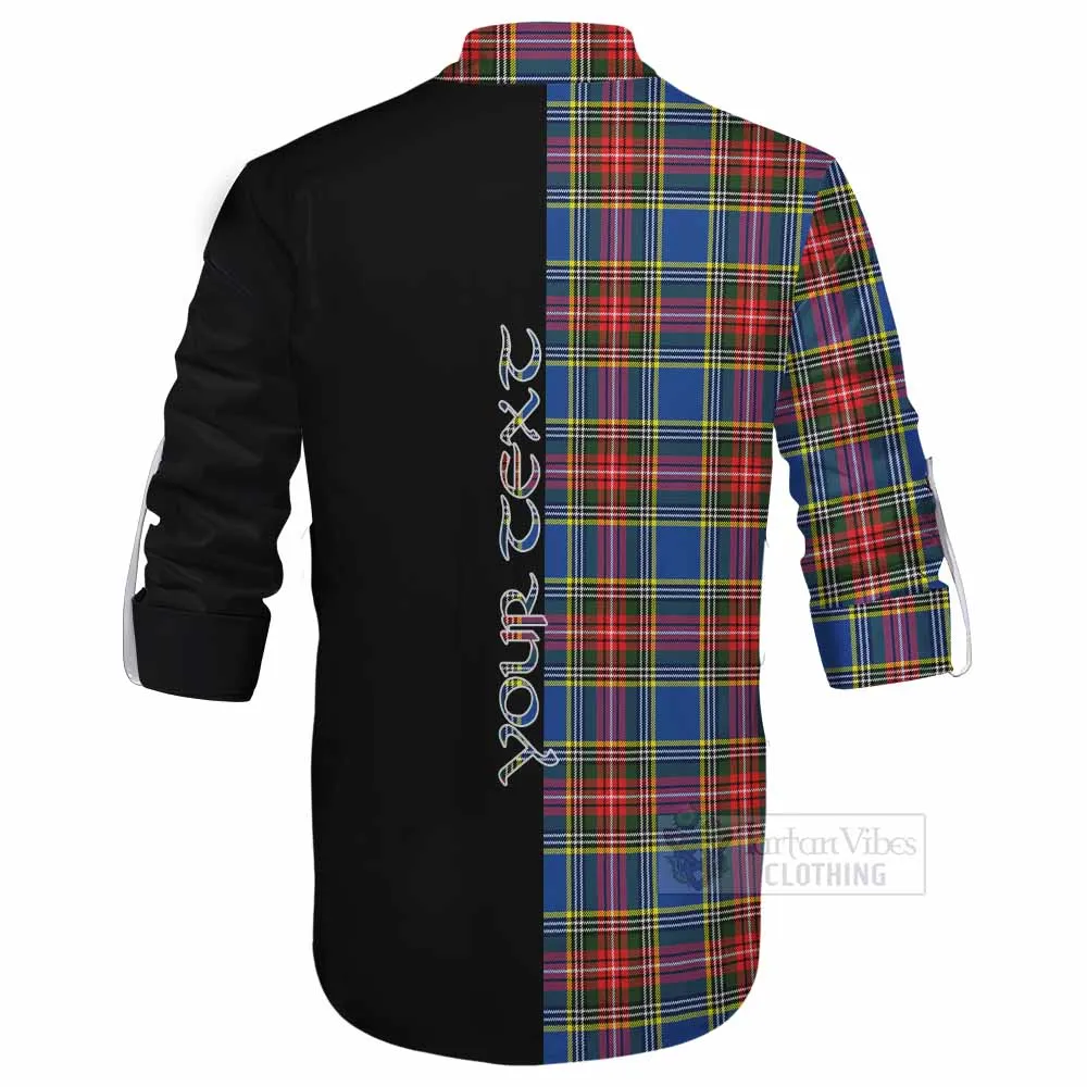 Bethune Tartan Ghillie Kilt Shirt with Family Crest and Half Of Me Style