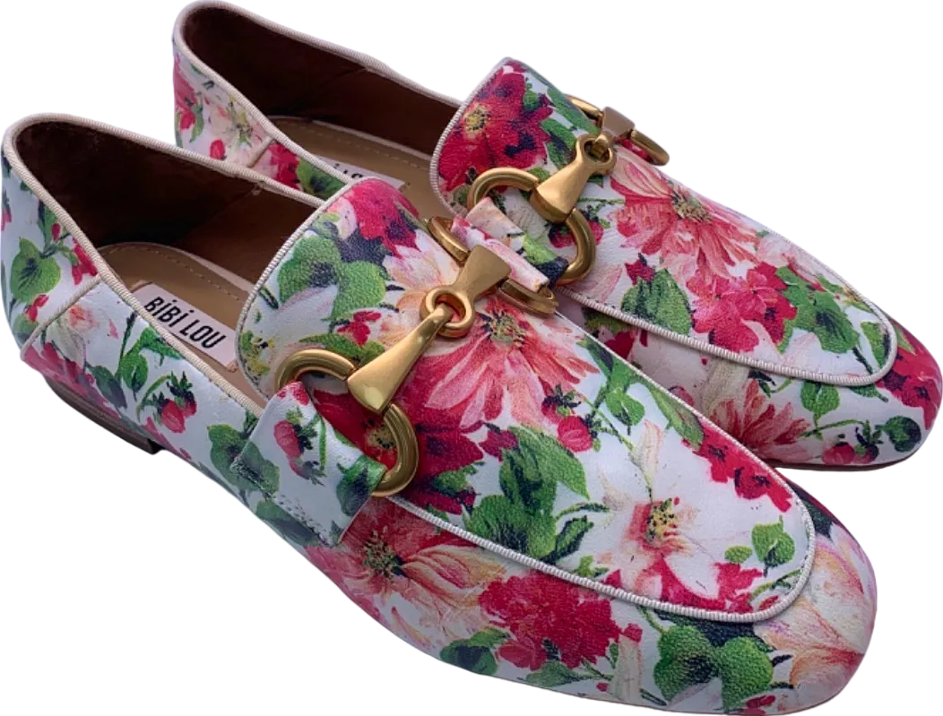 Bibi Lou Pink Floral Print Loafers UK Size 6