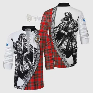 Binning Tartan Clan Crest Ghillie Kilt Shirt with Highlander Warrior Celtic Style