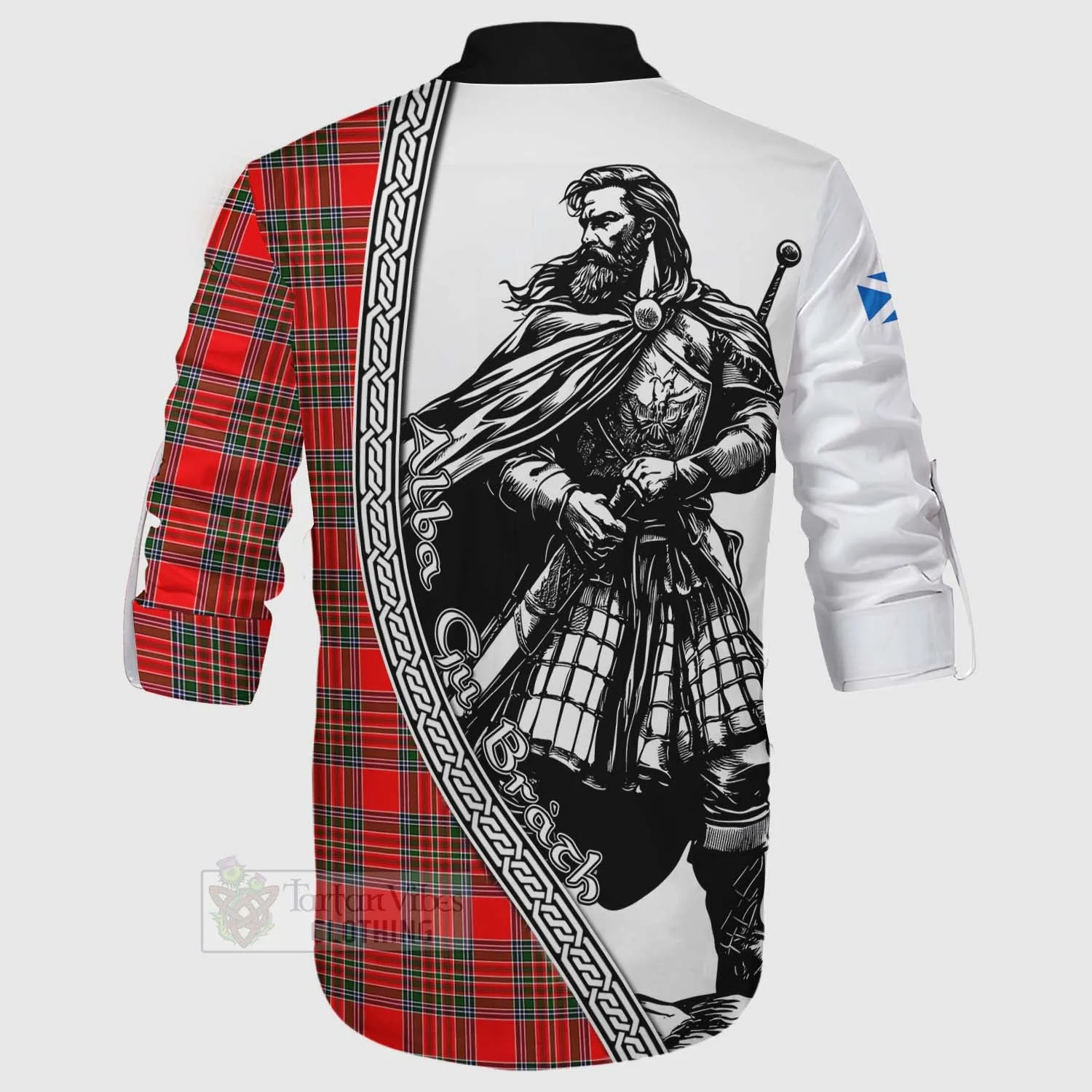 Binning Tartan Clan Crest Ghillie Kilt Shirt with Highlander Warrior Celtic Style