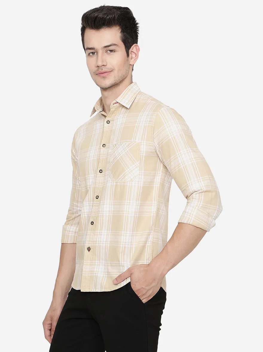 Biscotti Yellow Checked Slim Fit Semi Casual Shirt | Greenfibre