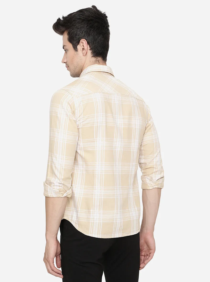 Biscotti Yellow Checked Slim Fit Semi Casual Shirt | Greenfibre