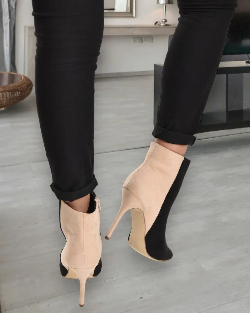 Black And Nude Natima Heeled Boots