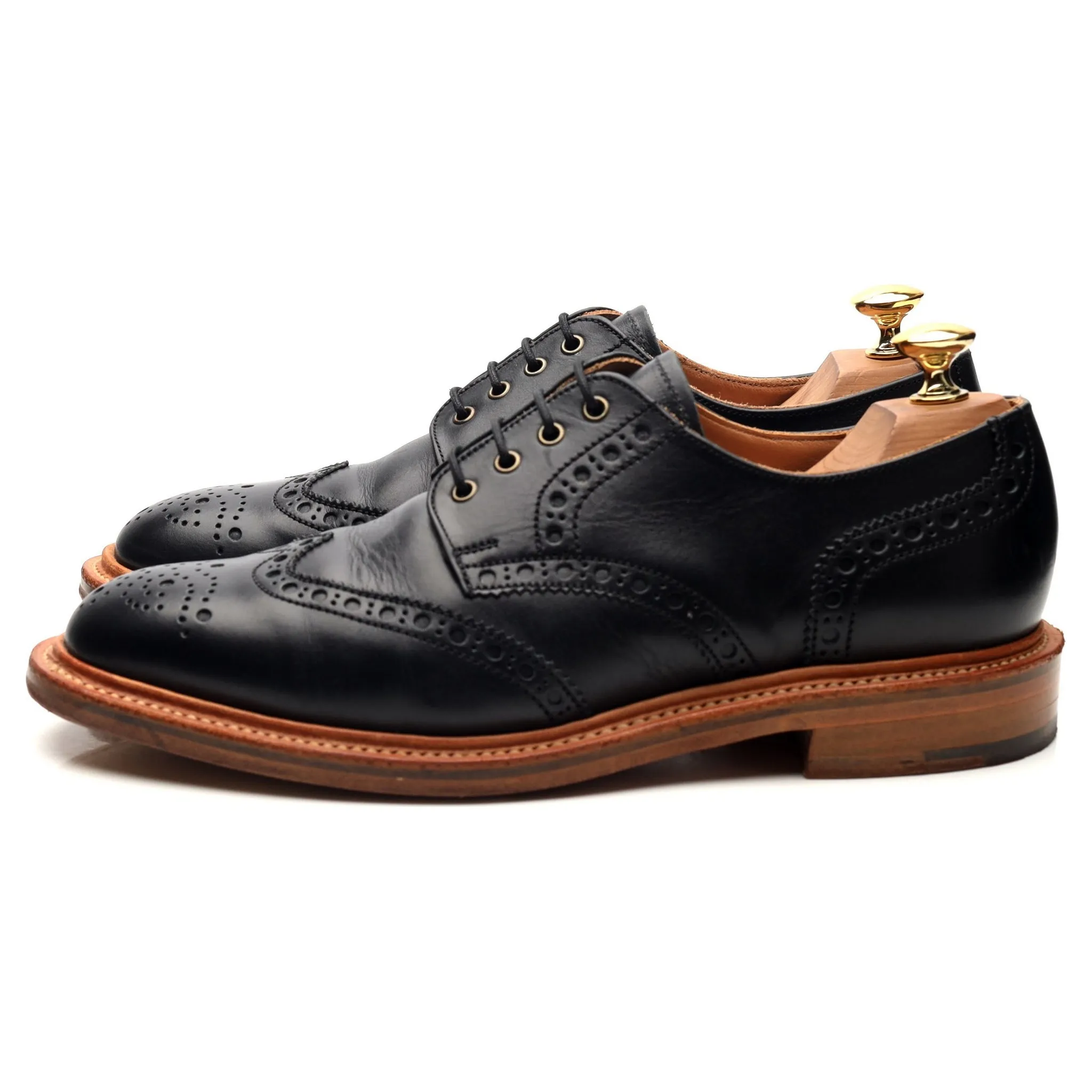 Black Leather Derby Brogues UK 6