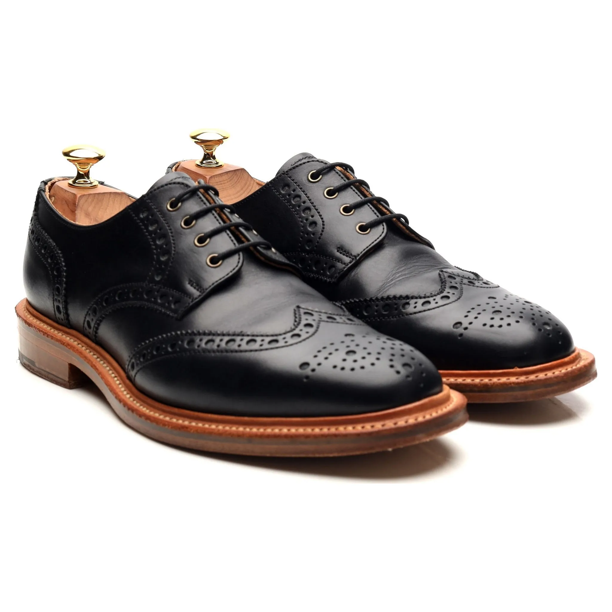 Black Leather Derby Brogues UK 6