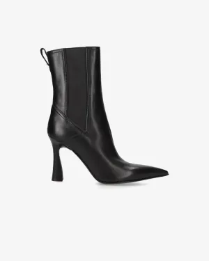 Black nappa high-heeled leather ankle boots