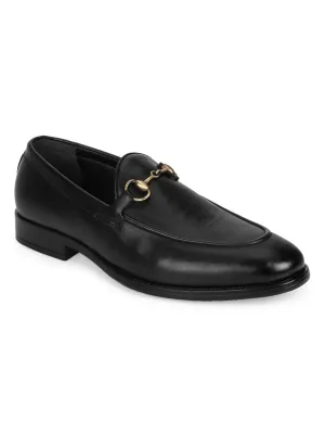 Black PU Men's Low Heel Chained Loafers (TC-SM-5001-BLKPU)