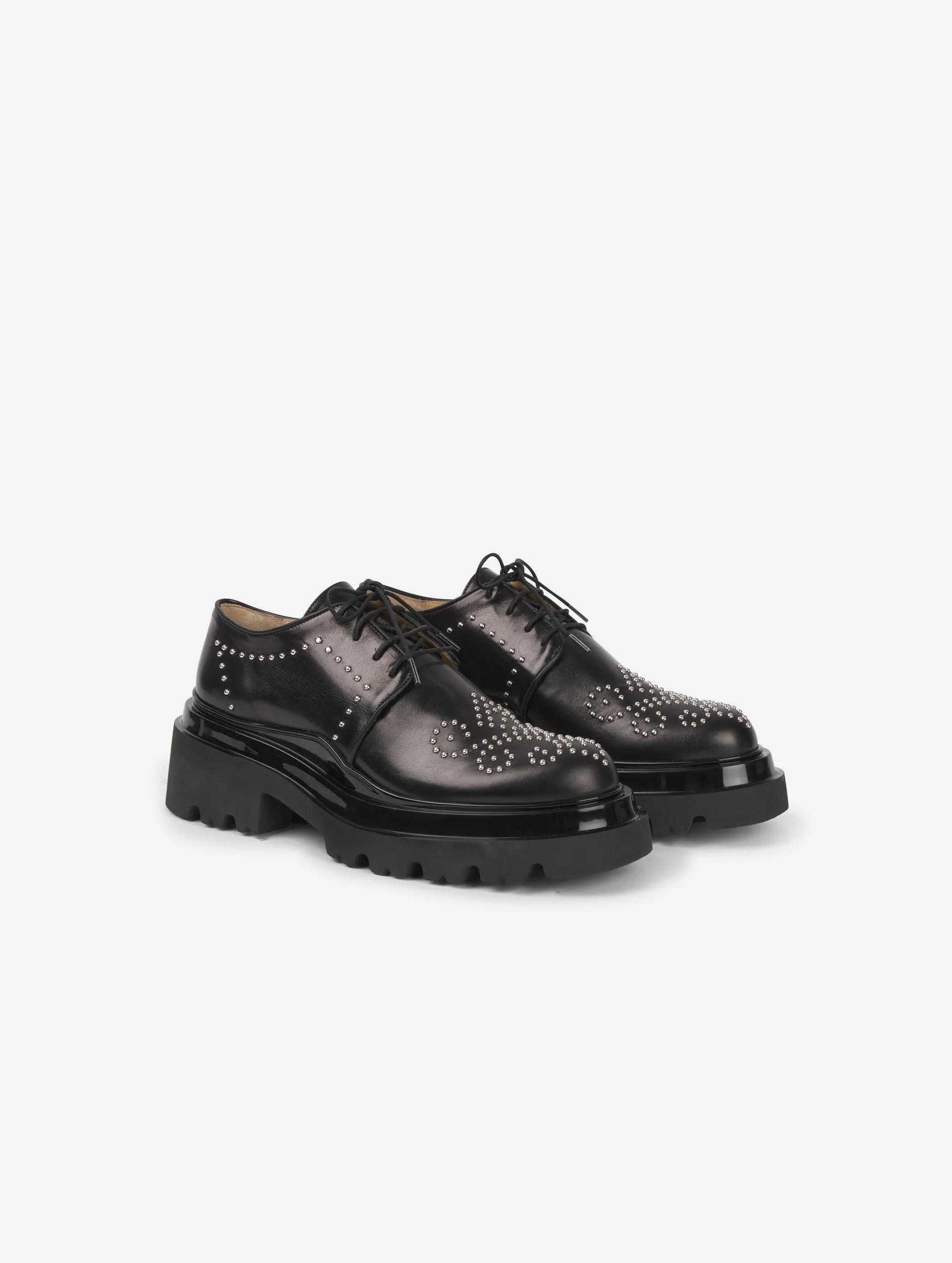 black studded leather brogues