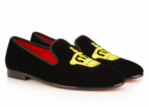 Black Velvet King’s Crown Loafers