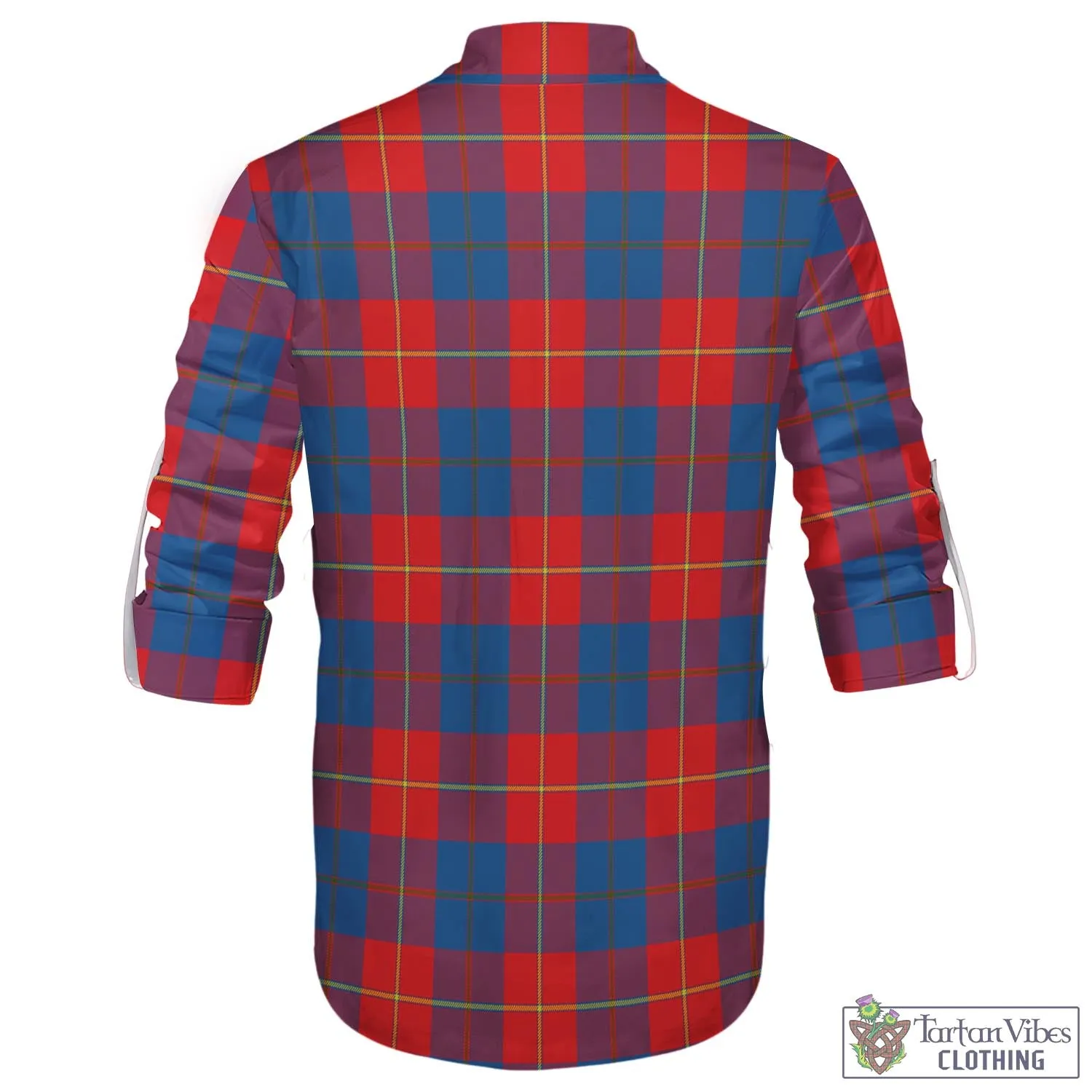 Blane Tartan Men's Scottish Traditional Jacobite Ghillie Kilt Shirt with Family Crest