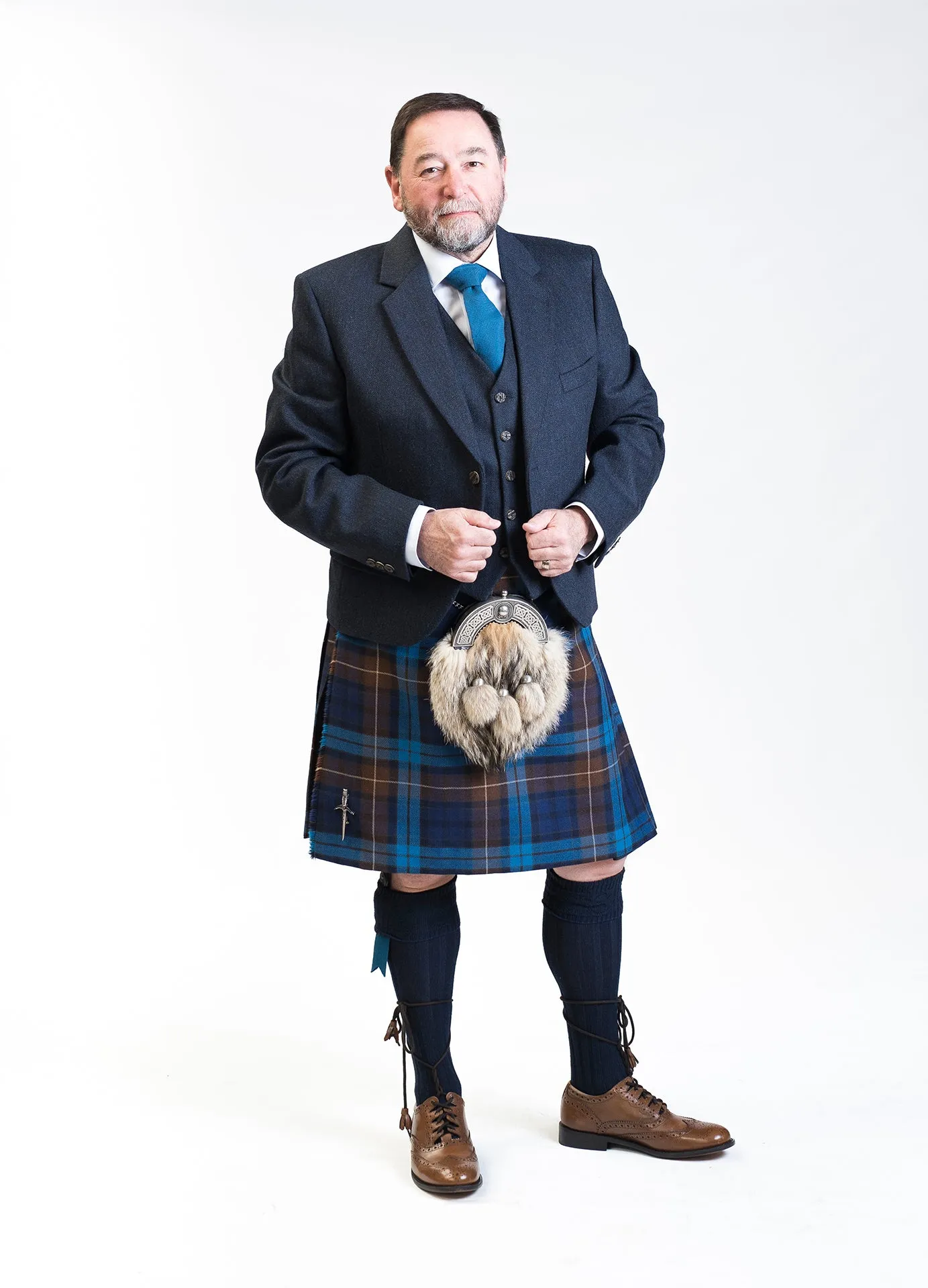 Blue Buchanan / Lovat Navy Tweed Kilt Hire Outfit