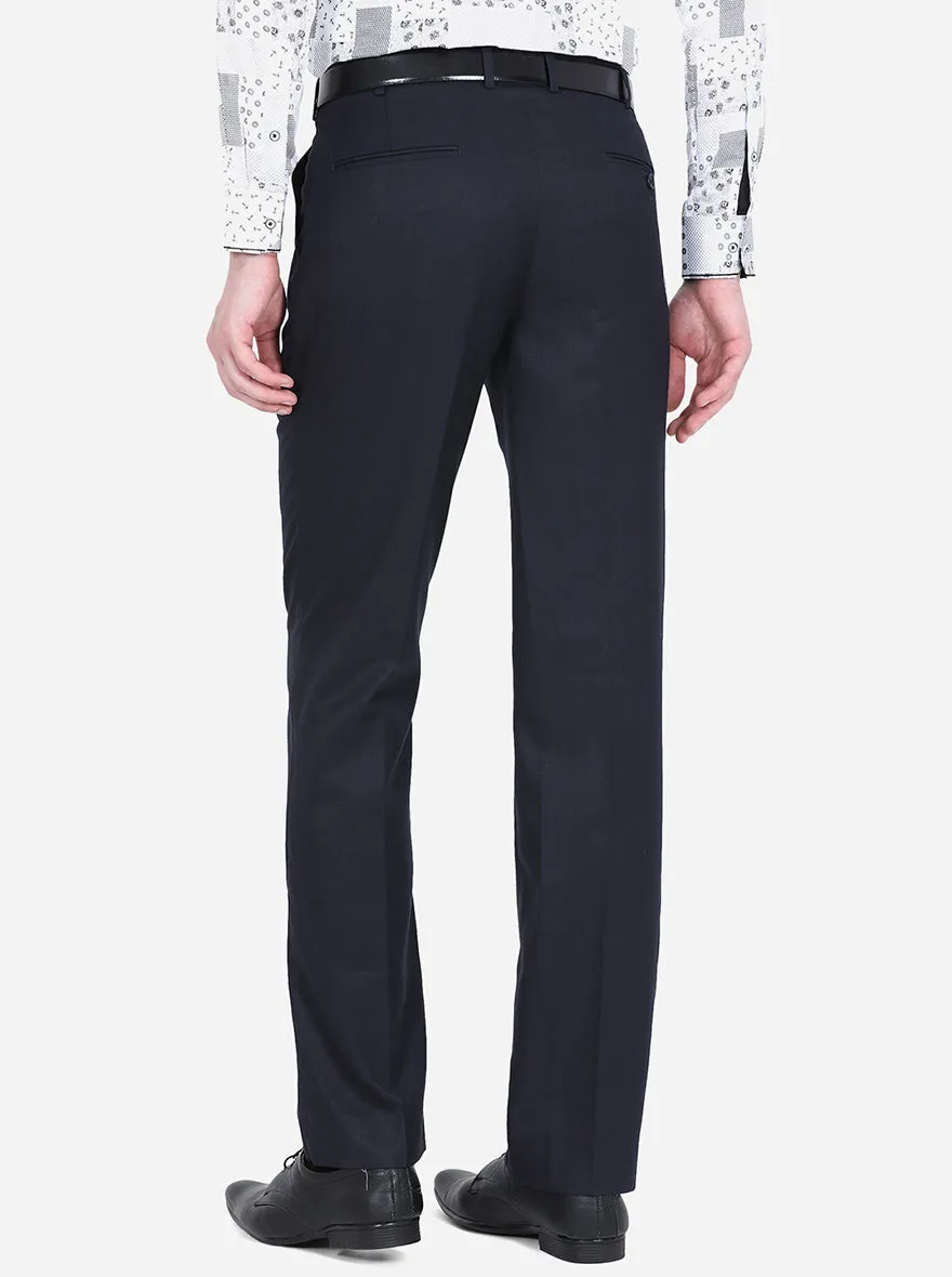 Blue Solid Classic fit Formal Trouser | Greenfibre