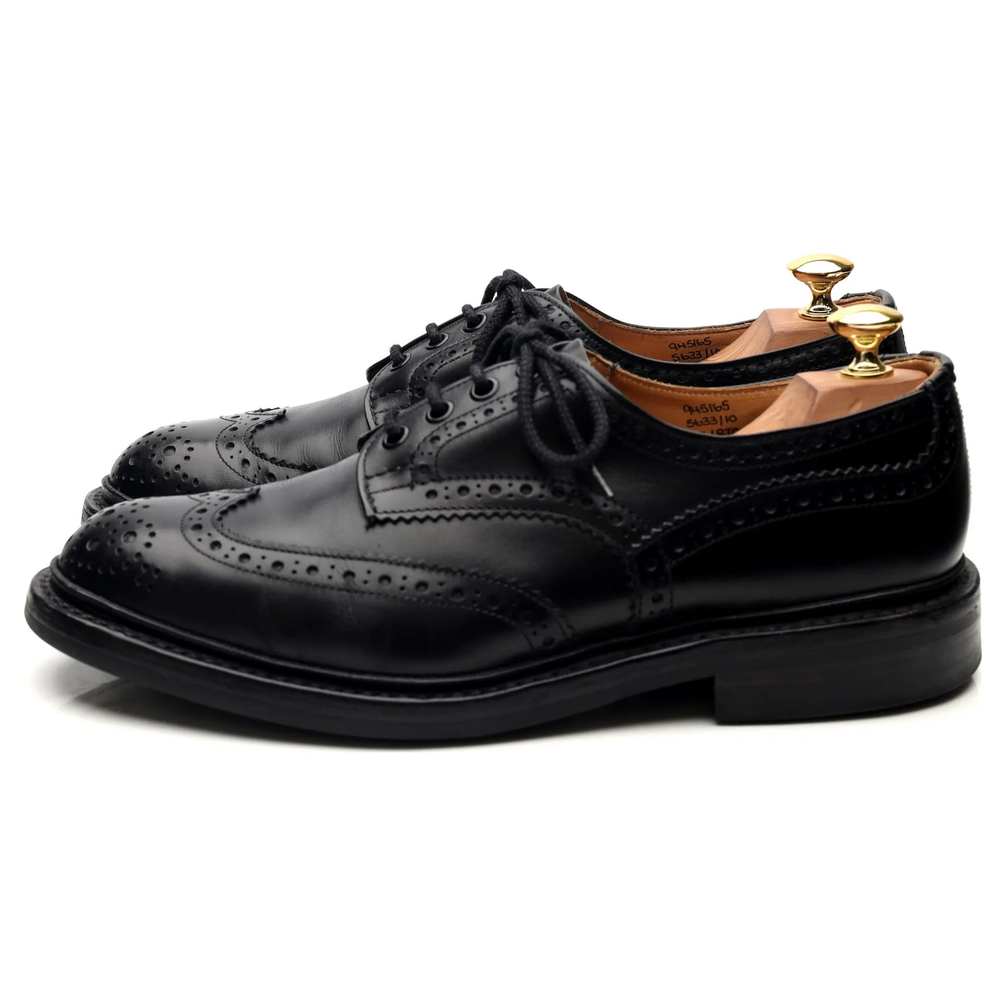 'Bourton' Black Leather Derby Brogues UK 8