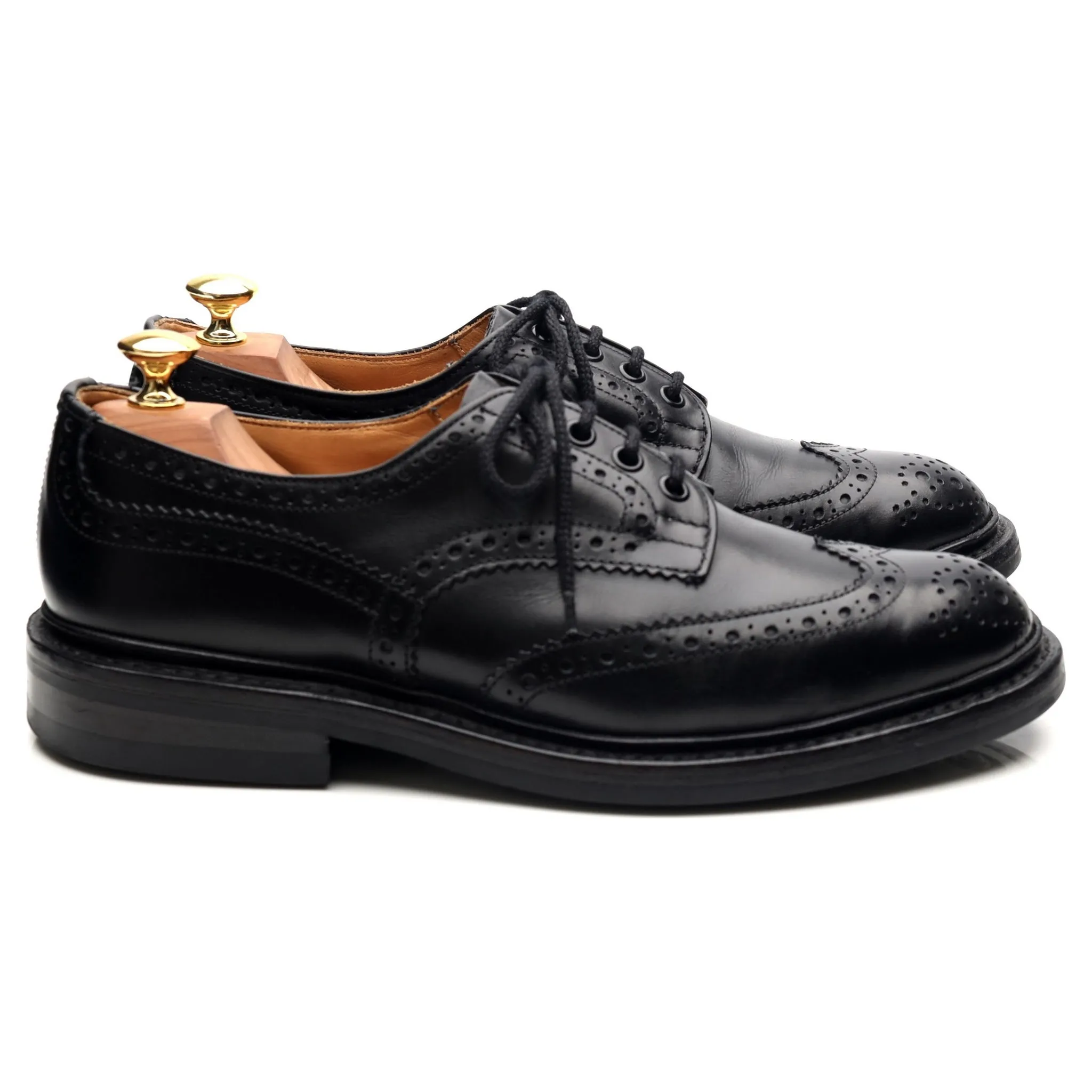 'Bourton' Black Leather Derby Brogues UK 8